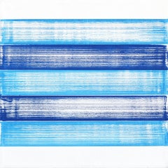 Rincon - 16 inch Square Blue and White Abstract Painting