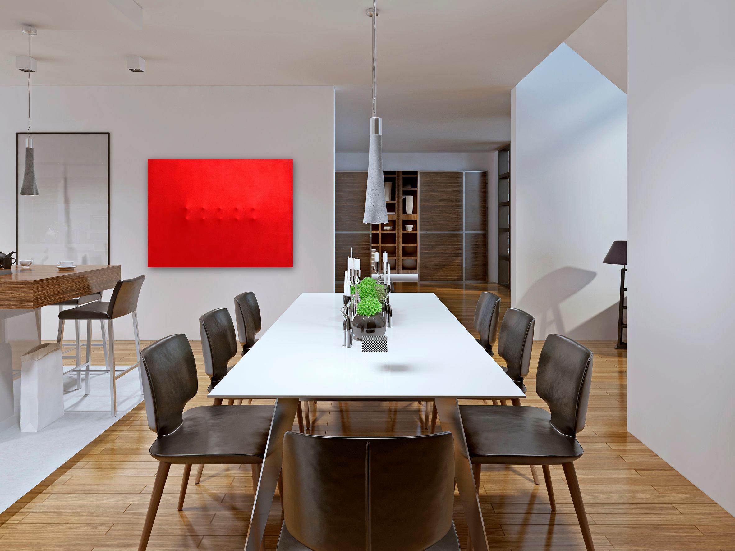 Roma -  Minimalista 3D Dimensional Obra de Arte Escultórica Original Roja en venta 3