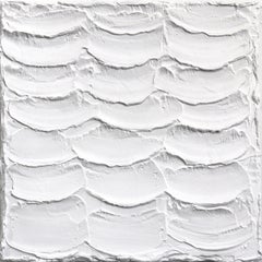 Elementos Rudos #3 - Obra de Arte Escultórica Minimalista en Lienzo Blanco con Textura