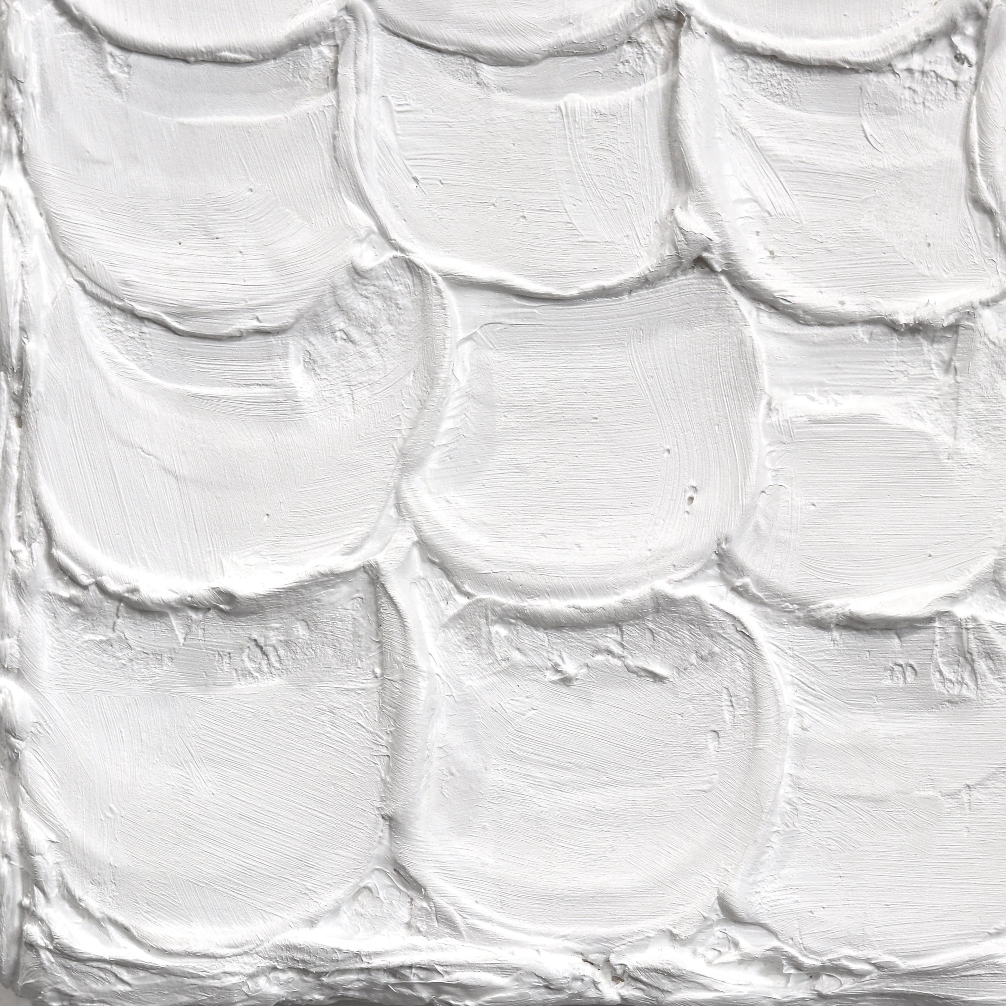 Rugged Elements #5 - White Thick Texture Abstract Minimalist Artwork on Canvas For Sale 3