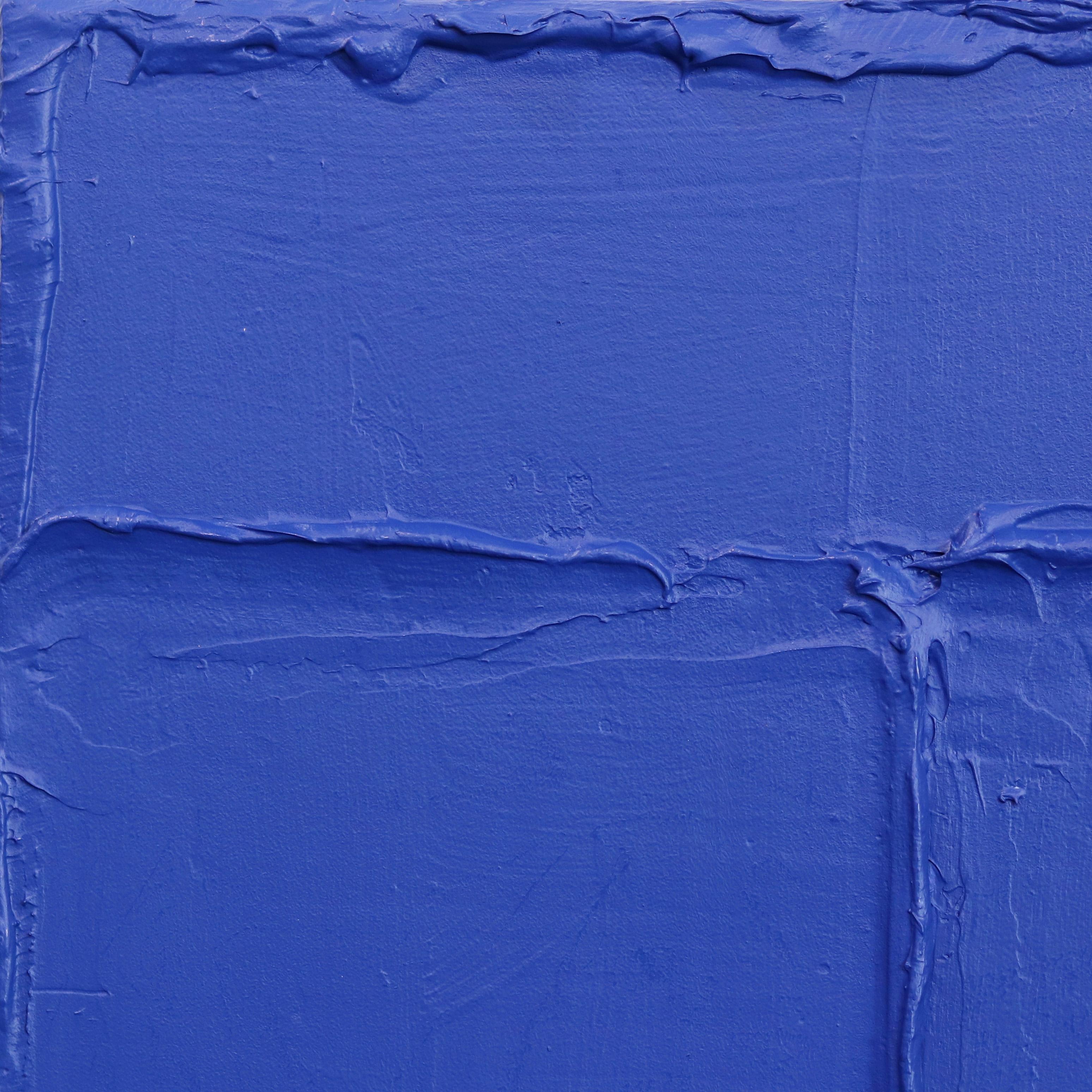 Sapphire - Blue Textural Abstract Minimalist Artwork on Canvas For Sale 1