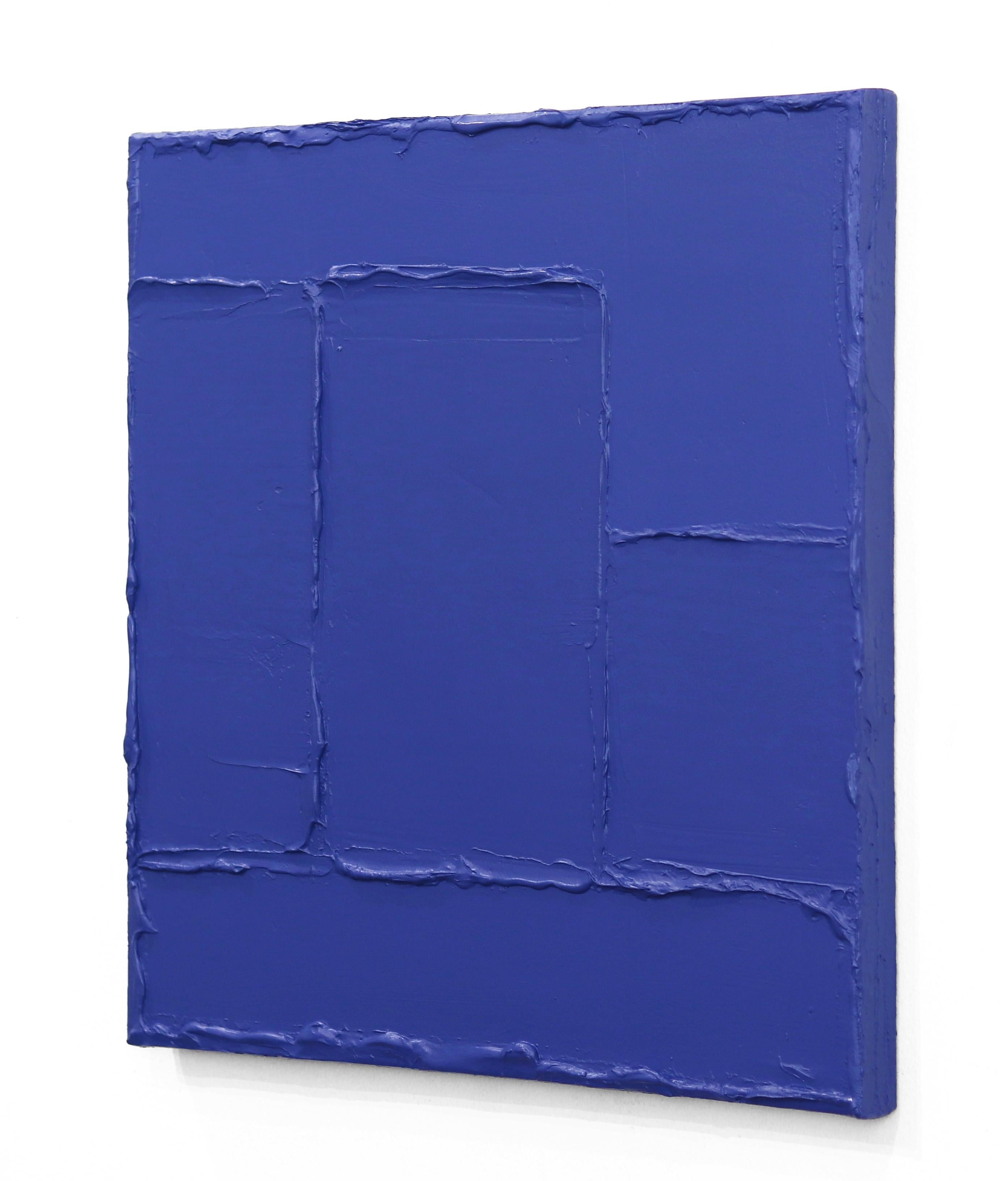 Sapphire - Blue Textural Abstract Minimalist Artwork on Canvas For Sale 2