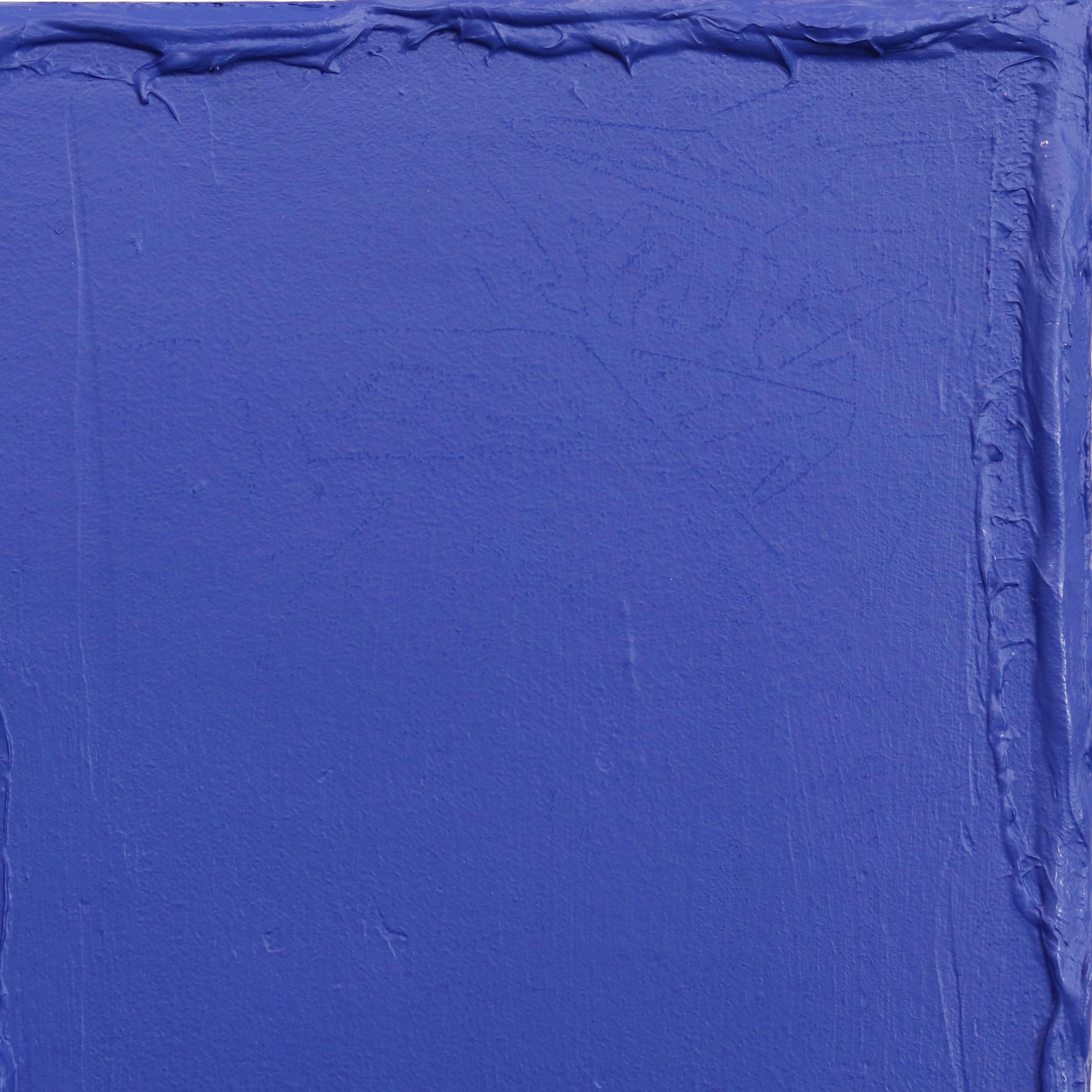 Sapphire - Blue Textural Abstract Minimalist Artwork on Canvas For Sale 3