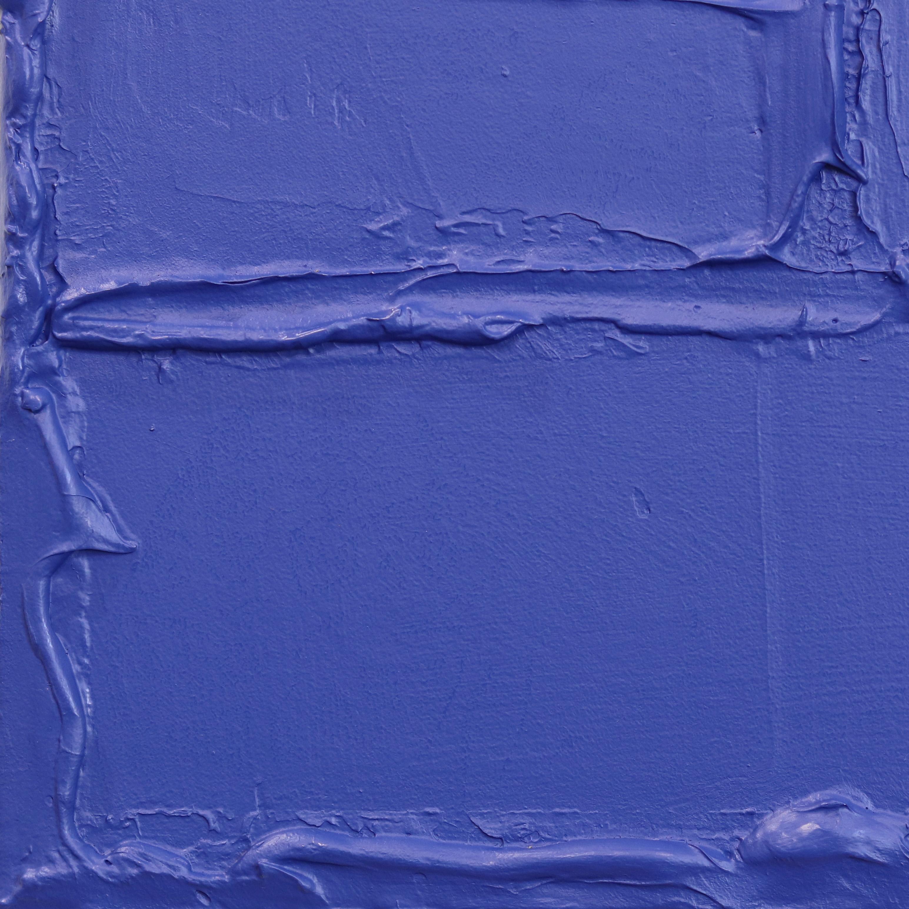 Sapphire - Blue Textural Abstract Minimalist Artwork on Canvas For Sale 5