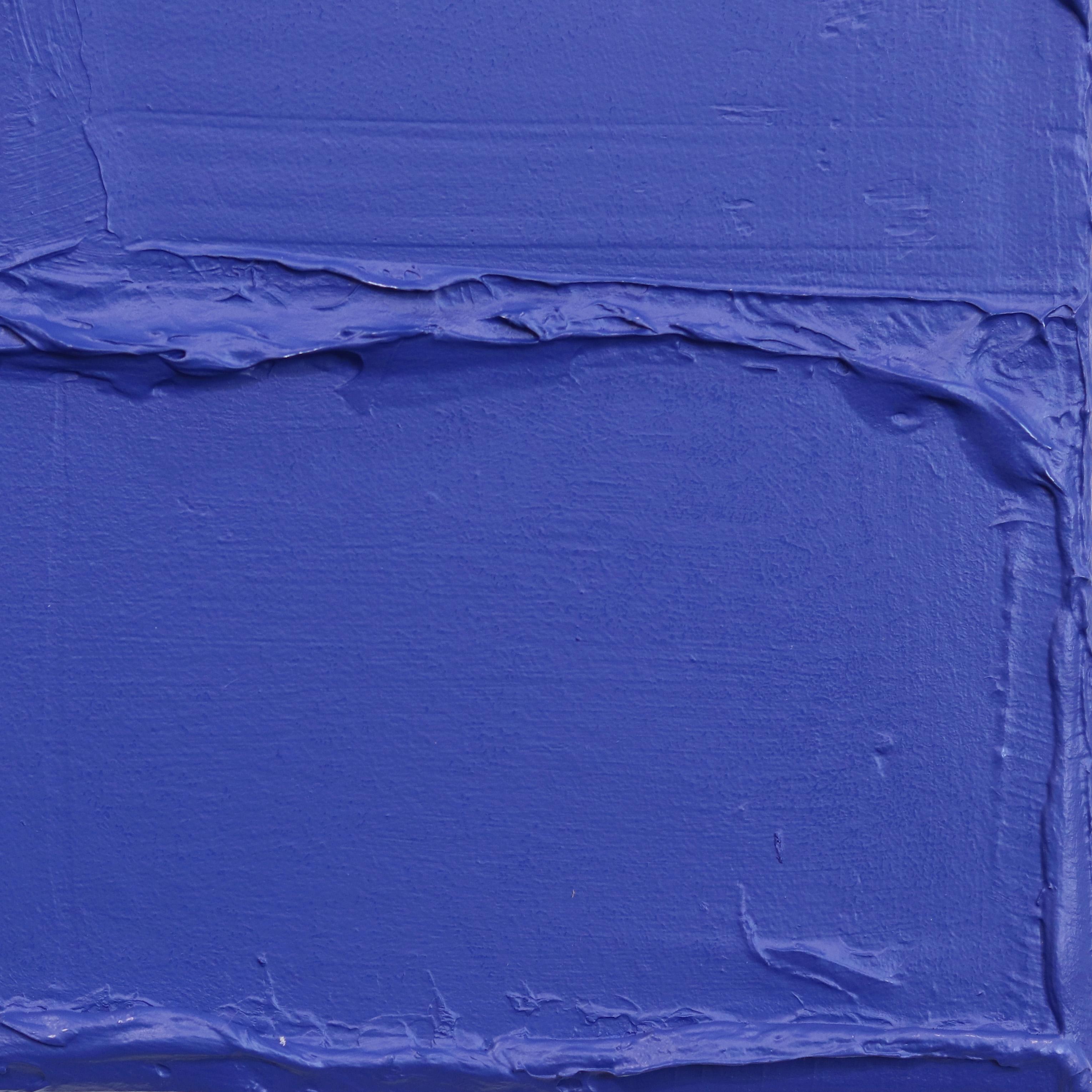 Sapphire - Blue Textural Abstract Minimalist Artwork on Canvas For Sale 6