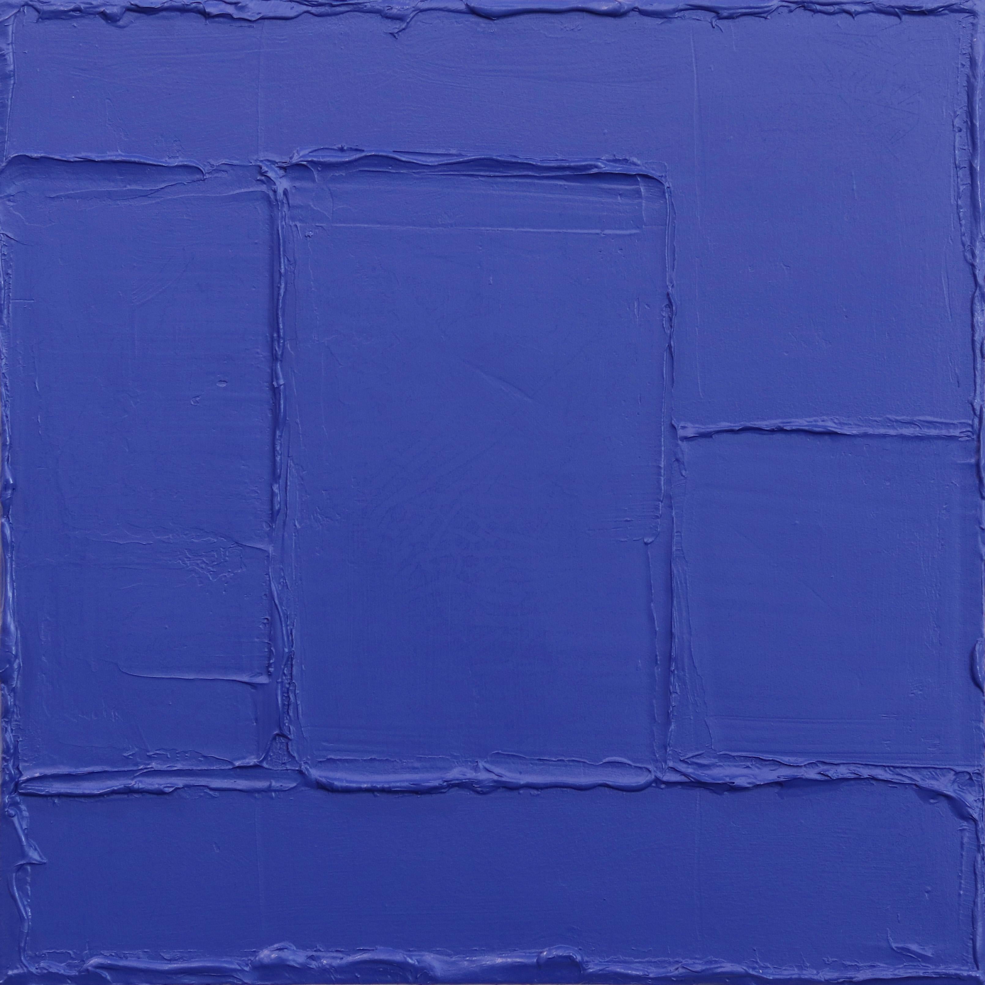 Saphir - Blaues strukturiertes abstraktes minimalistisches Kunstwerk auf Leinwand