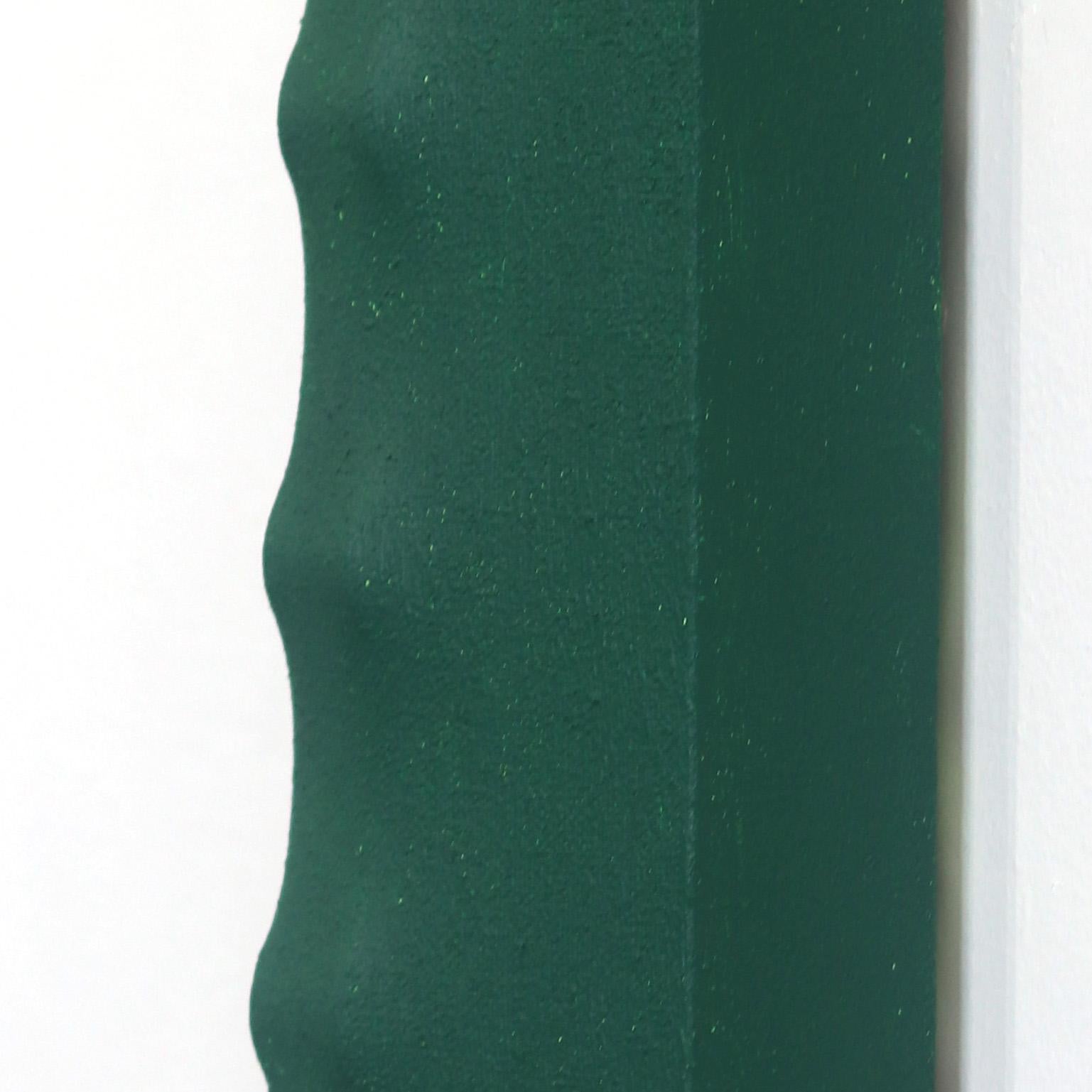 SBLGF - Peinture abstraite sculpturale tridimensionnelle minimaliste verte en vente 1