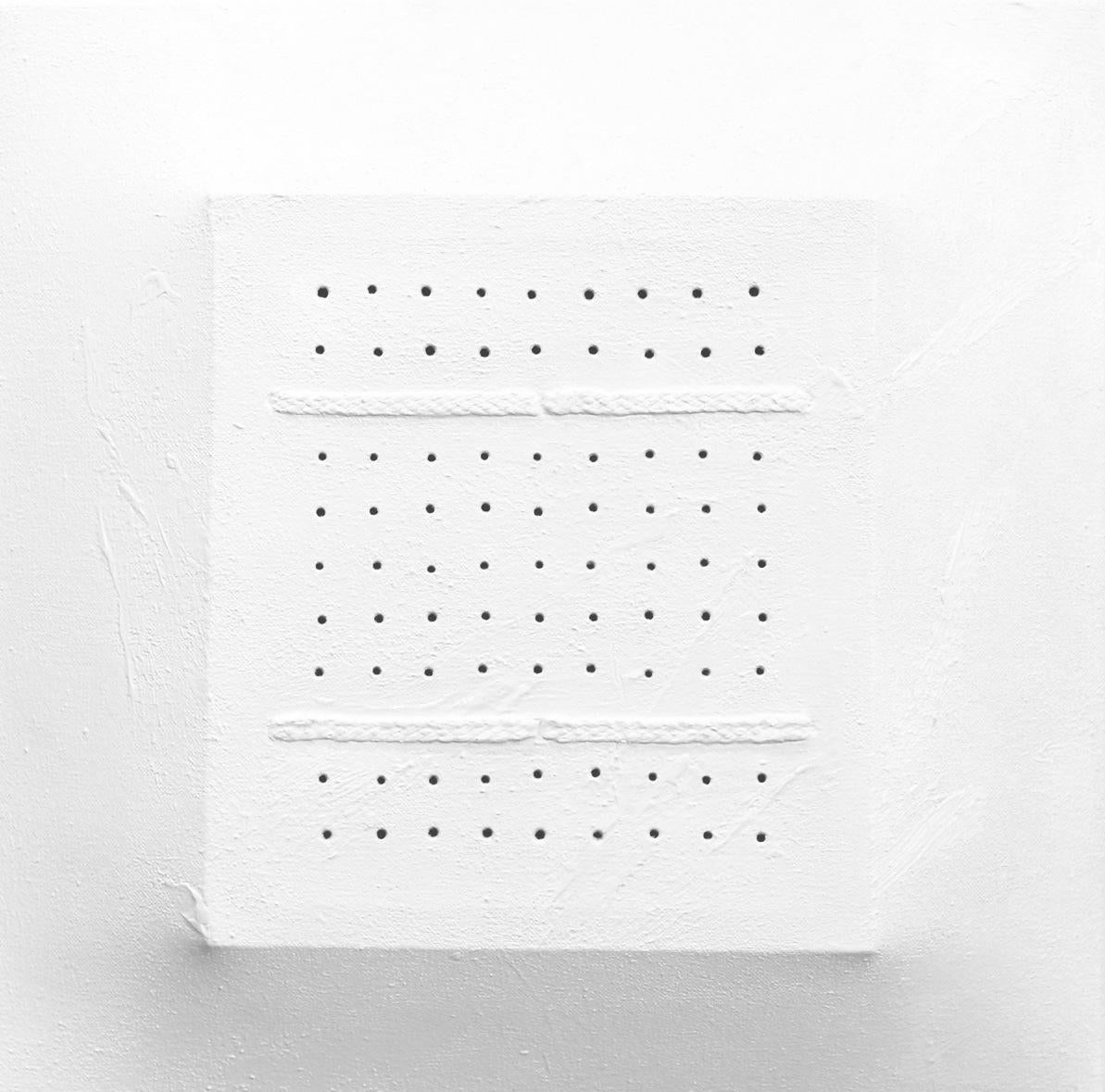 Modernes weißes minimalistisches 3-D-Abstrakte Wandskulpturgemälde