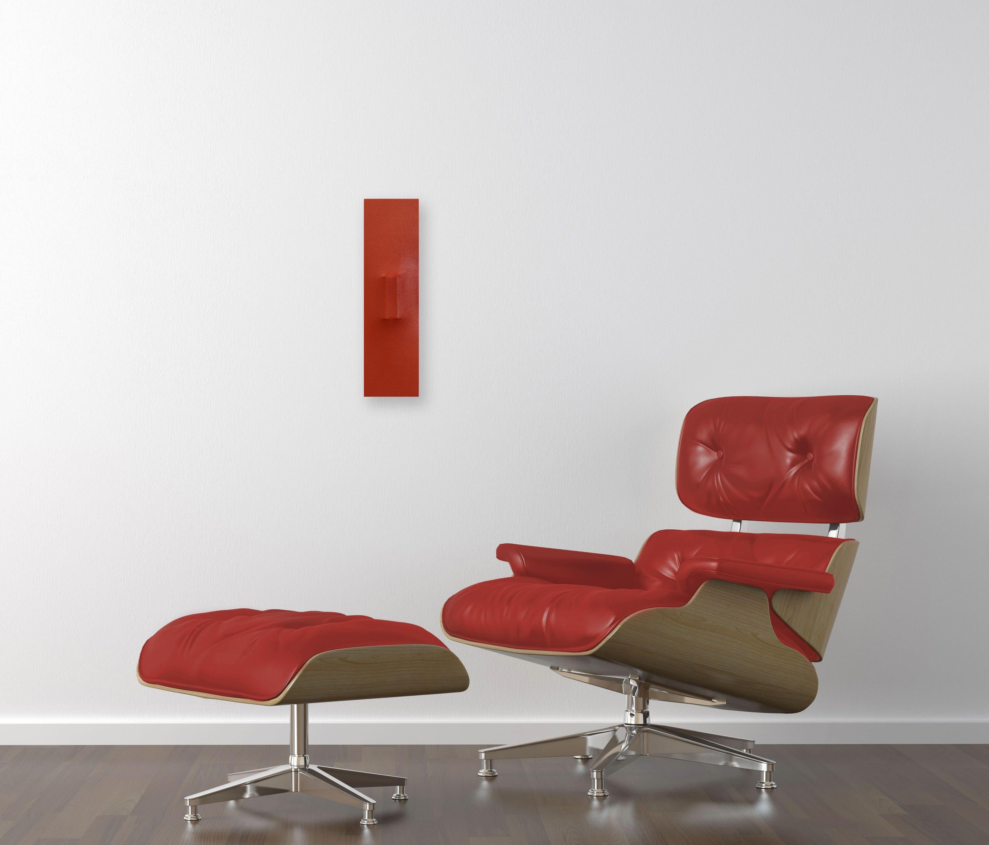 Schild C95 - Modernes abstraktes mehrdimensionales rotes minimalistisches skulpturales Kunstwerk im Angebot 1