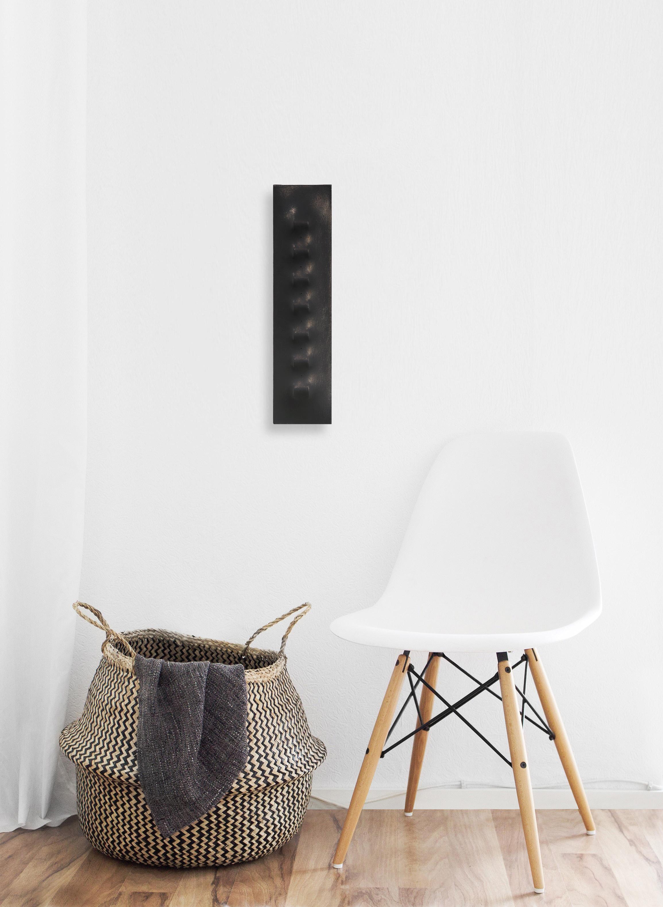 Signal A-17 - Abstract Multi-Dimensional Black Minimalist Sculptural Artwork - Sculpture by Len Klikunas