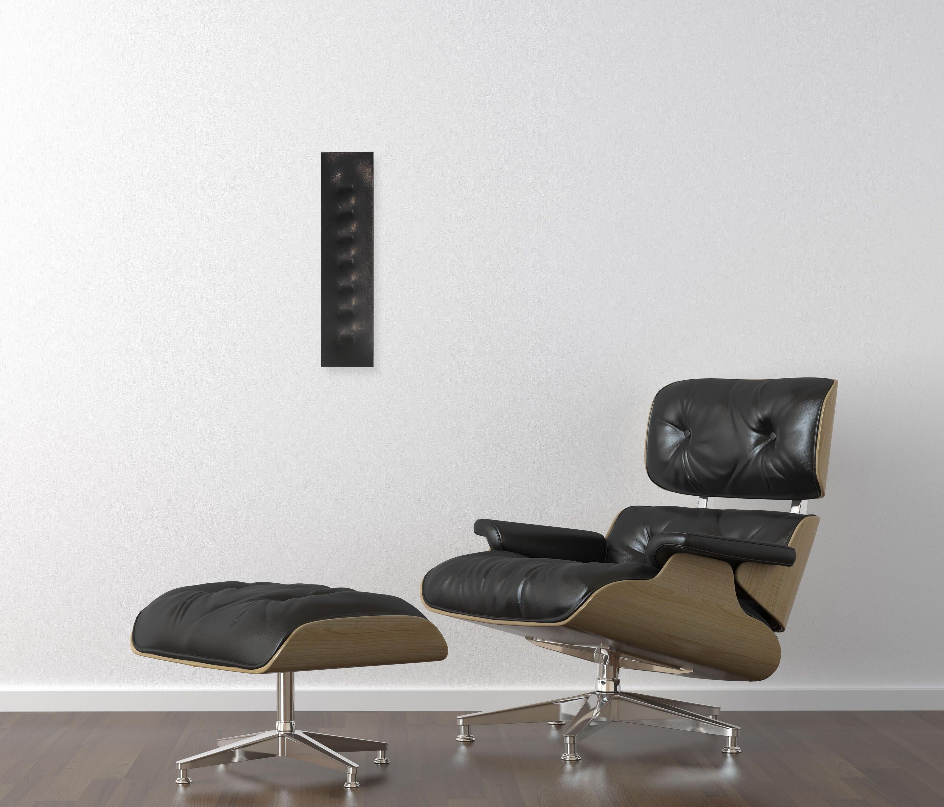 Signal A-17 - Abstract Multi-Dimensional Black Minimalist Sculptural Artwork For Sale 2