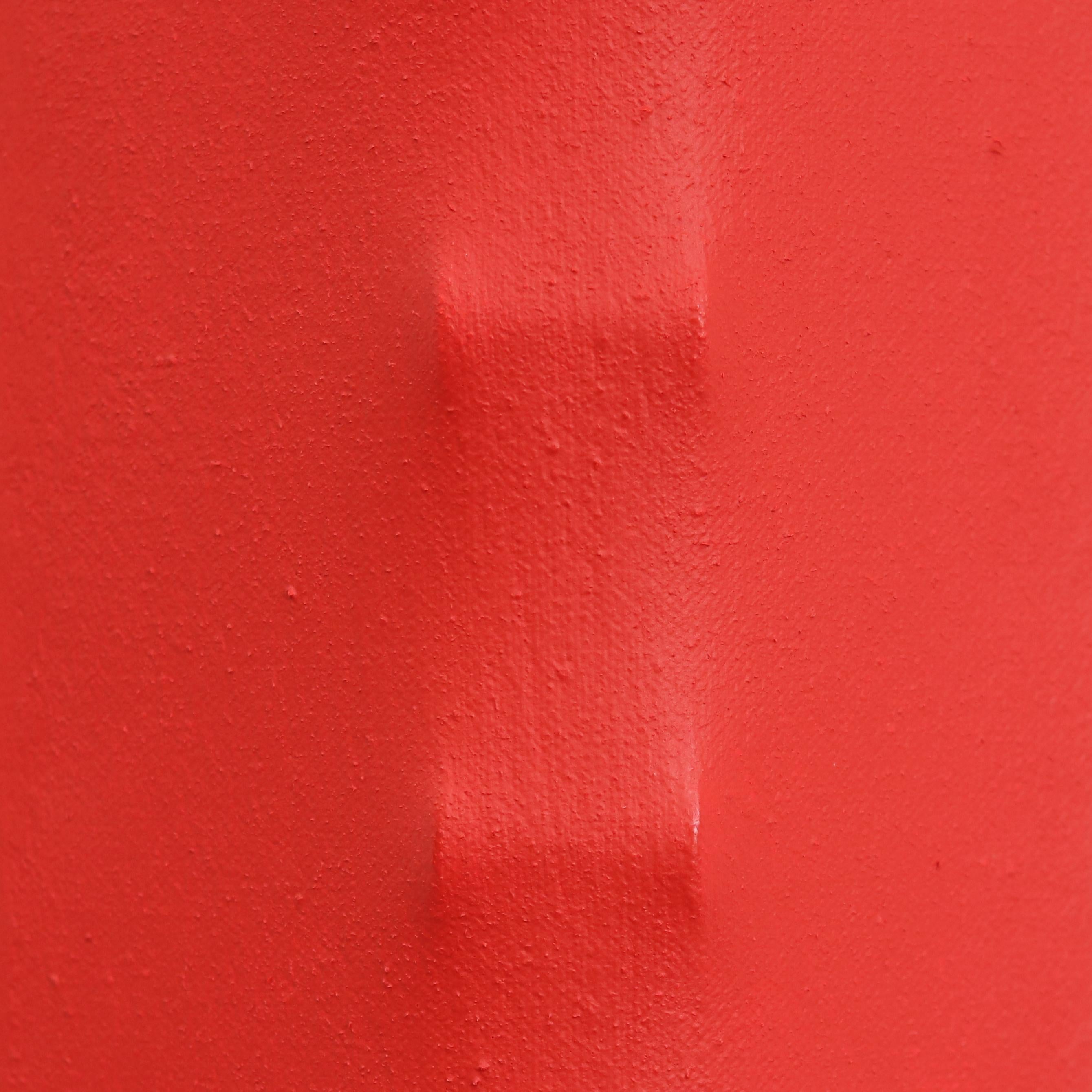 Signal C14 - Abstraktes mehrdimensionales rotes minimalistisches skulpturales Kunstwerk (Post-Minimalismus), Sculpture, von Len Klikunas