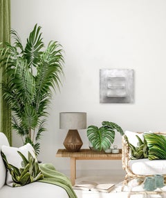 There is a Block in the Void 1261 - Neutral Sculptural Painting on Canvas