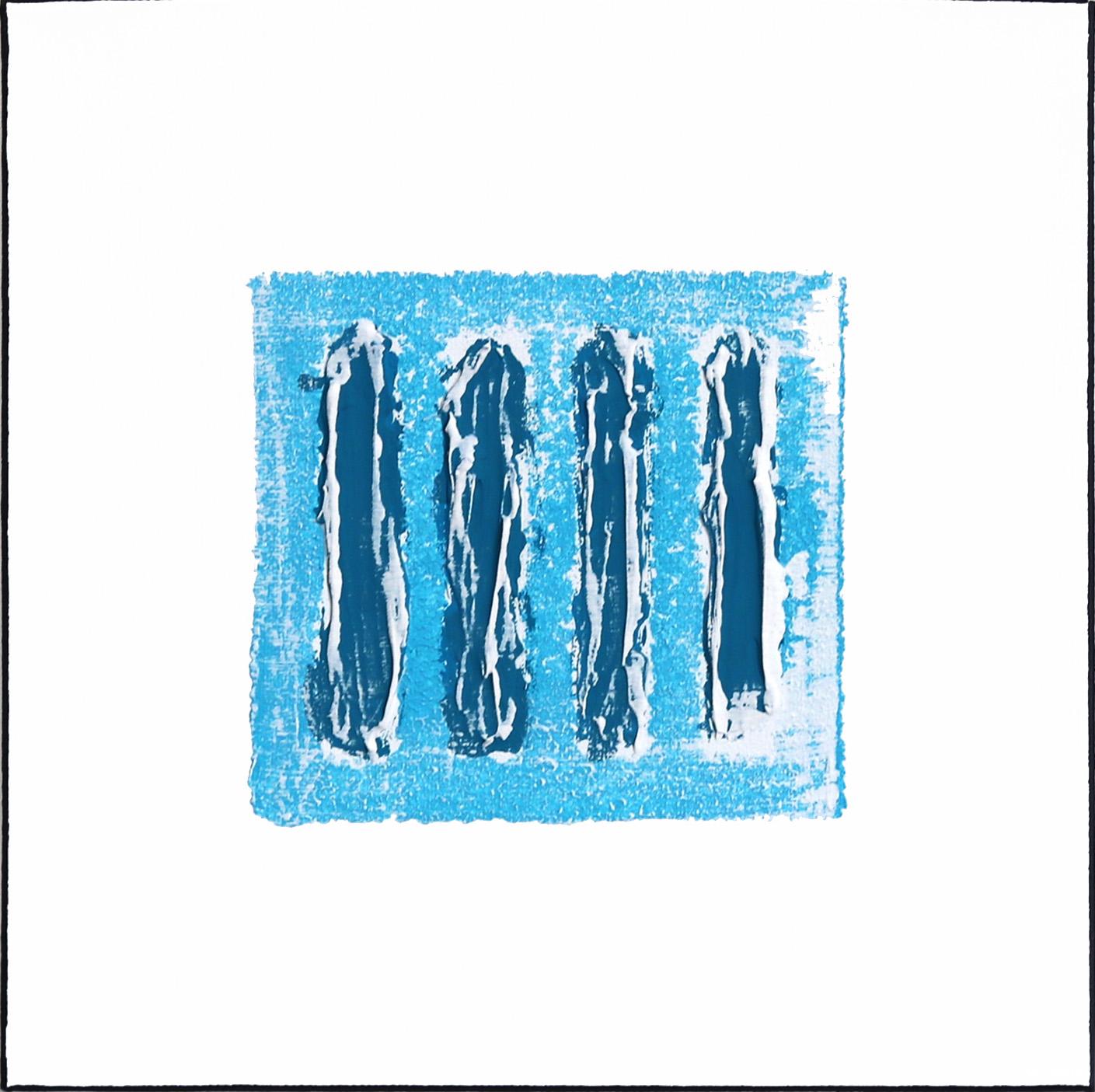 Espíritus del Agua y del Cielo 19 - Obra de Arte Original en Lienzo Azul sobre Blanco con Textura