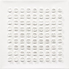 White on White Pictograph - Minimalist Artwork on Linen Canvas
