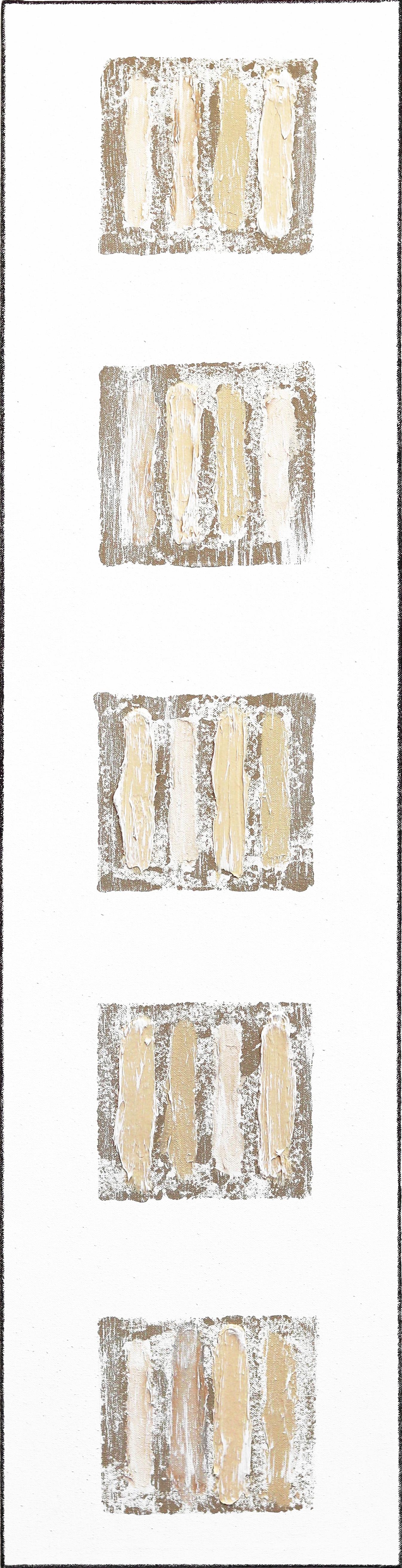 Len Klikunas Abstract Painting – Winslow  -  Modern Neutral auf Weiß Minimalistisch Texturiert Abstraktes Gemälde