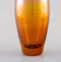 Lena Bergström, Orrefors, Vase in Metallic Amber-Colored Mouth-Blown Art Glass