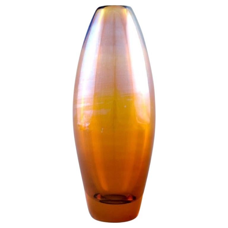 Lena Bergström, Orrefors, Vase in Metallic AmberColored MouthBlown Art Glass at 1stDibs