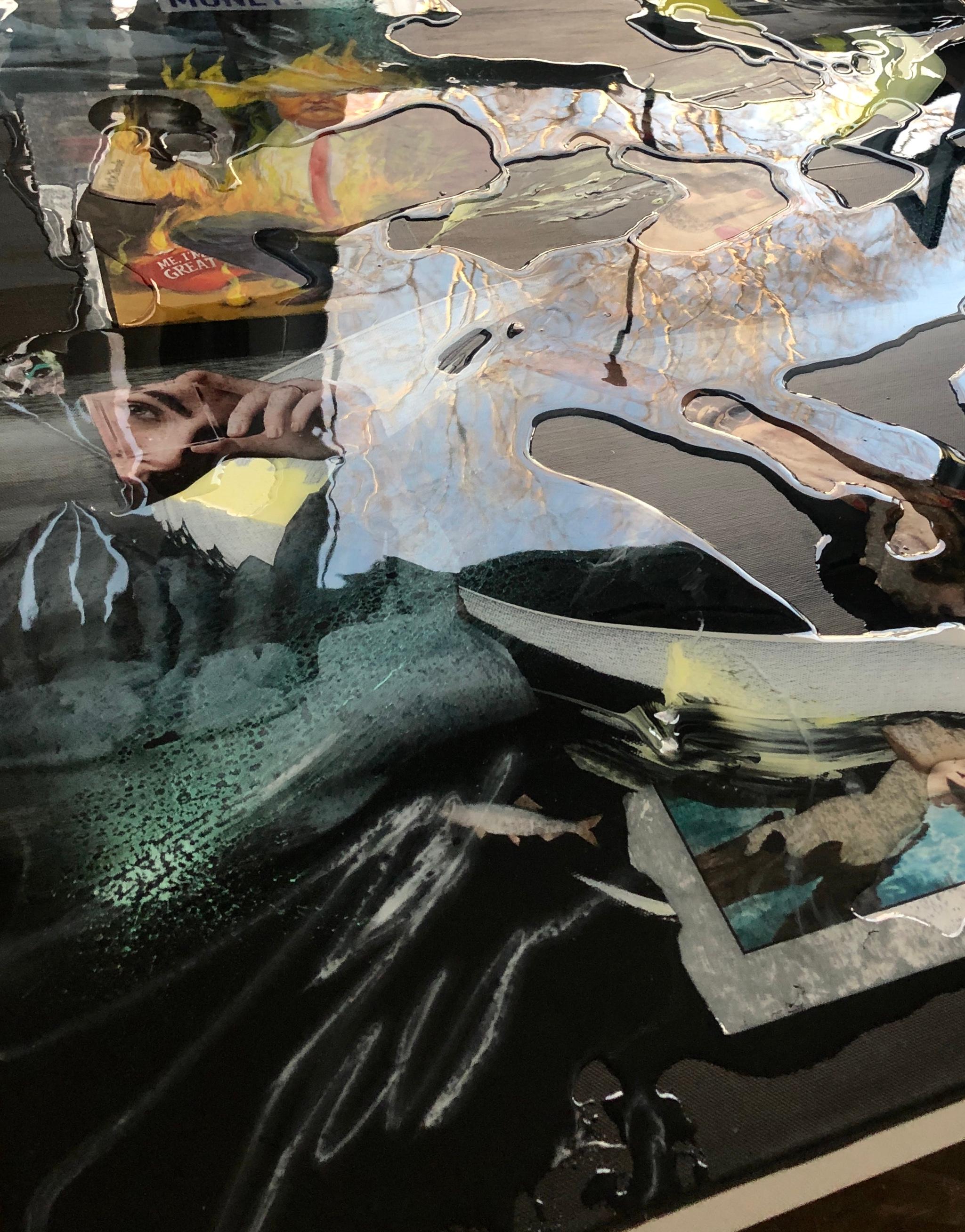 Halten Sie nicht aus (Die zeitgenössische Welt)-Collage, Acryl auf Leinwand – Painting von Lena Cher