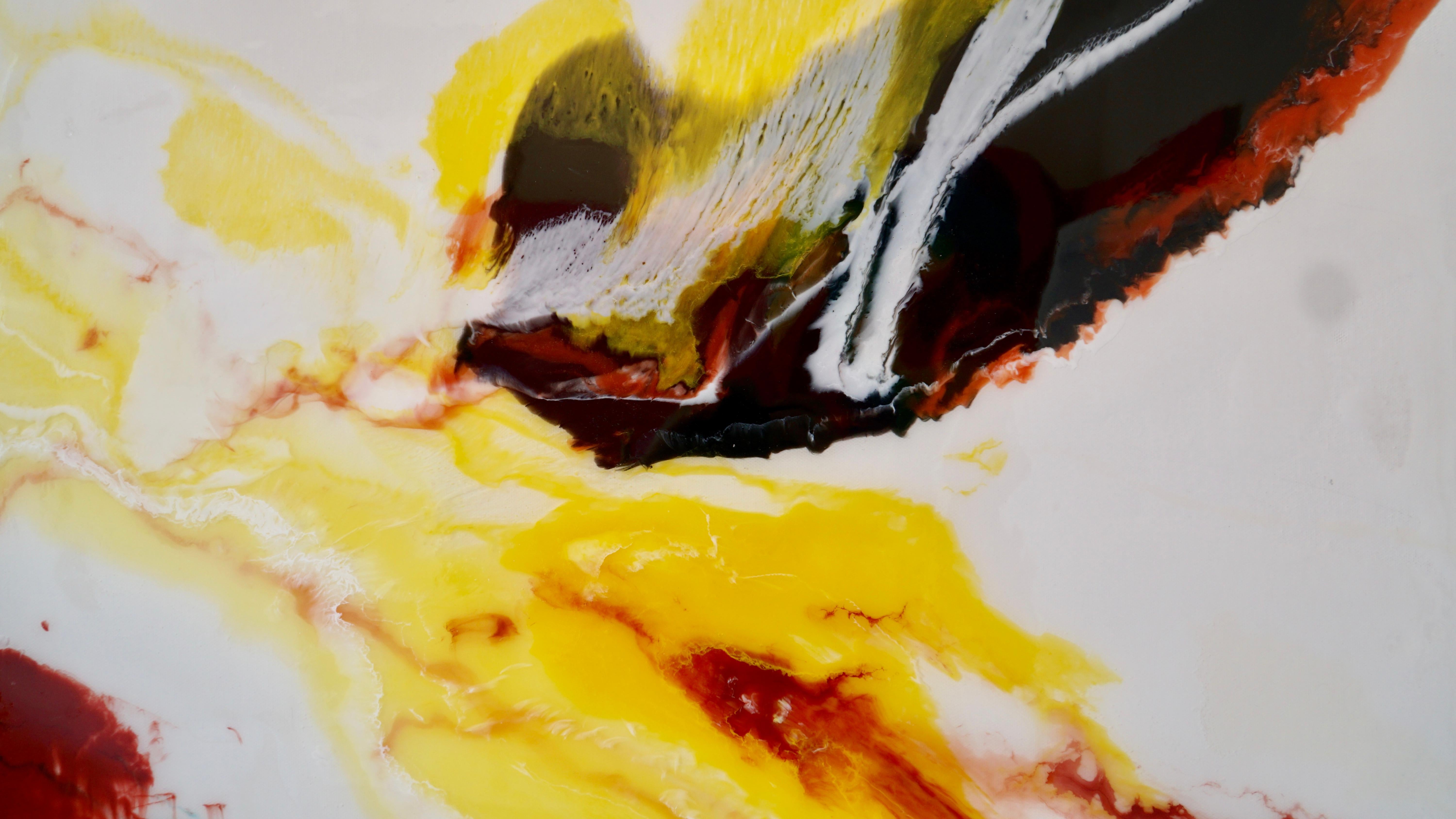 Farbe des nicht geliebten #1 & #2 diptychon-abstrakten Kunstwerks in Rot, Gelb, Schwarz, Weiß (Abstrakter Expressionismus), Painting, von Lena Cher