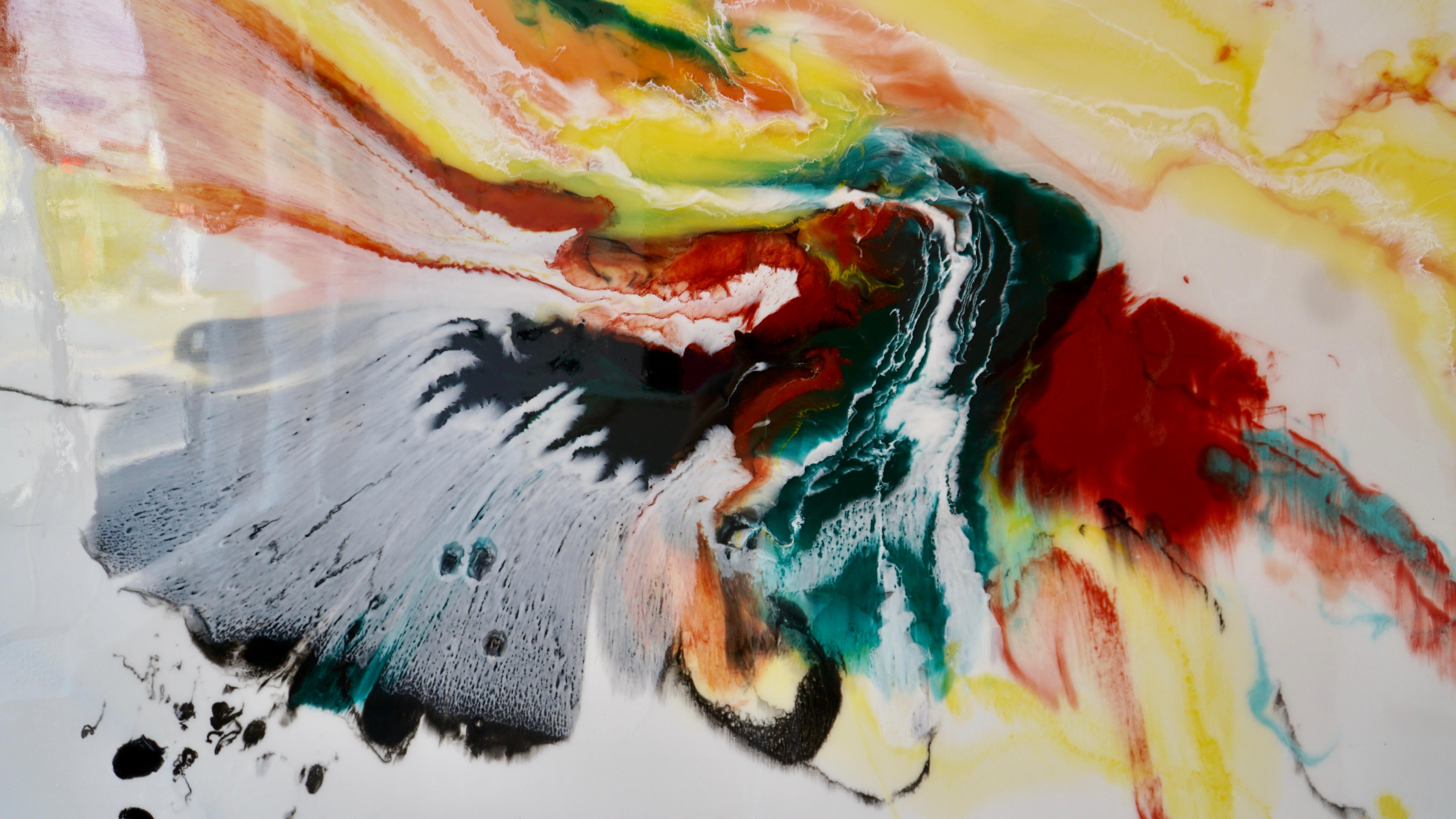 Farbe des nicht geliebten #1 & #2 diptychon-abstrakten Kunstwerks in Rot, Gelb, Schwarz, Weiß (Grau), Abstract Painting, von Lena Cher