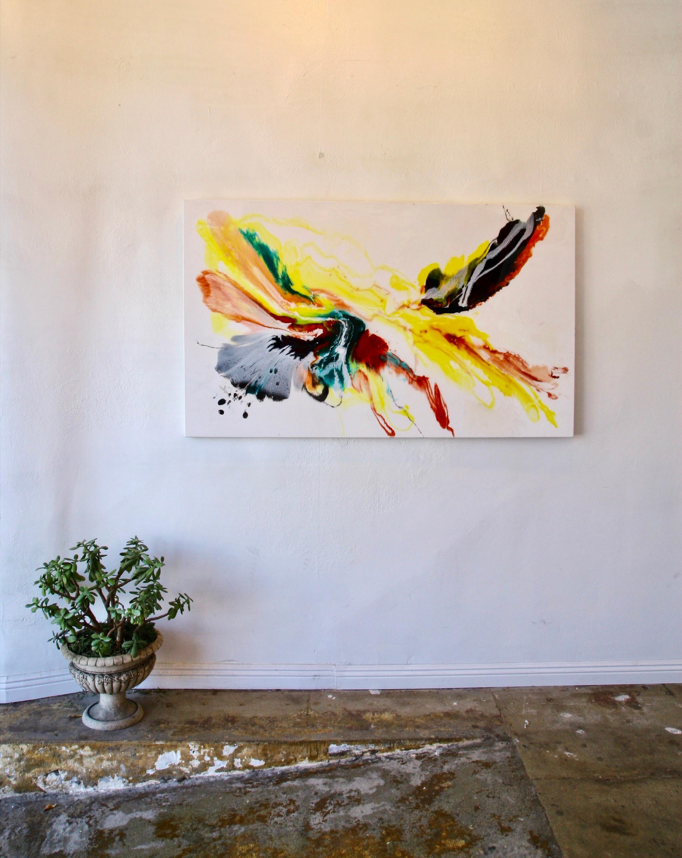 Couleur de l'objet non aimé n° 1 - art d'abstraction, réalisé en orange, jaune, rouge et turquoise - Art de Lena Cher