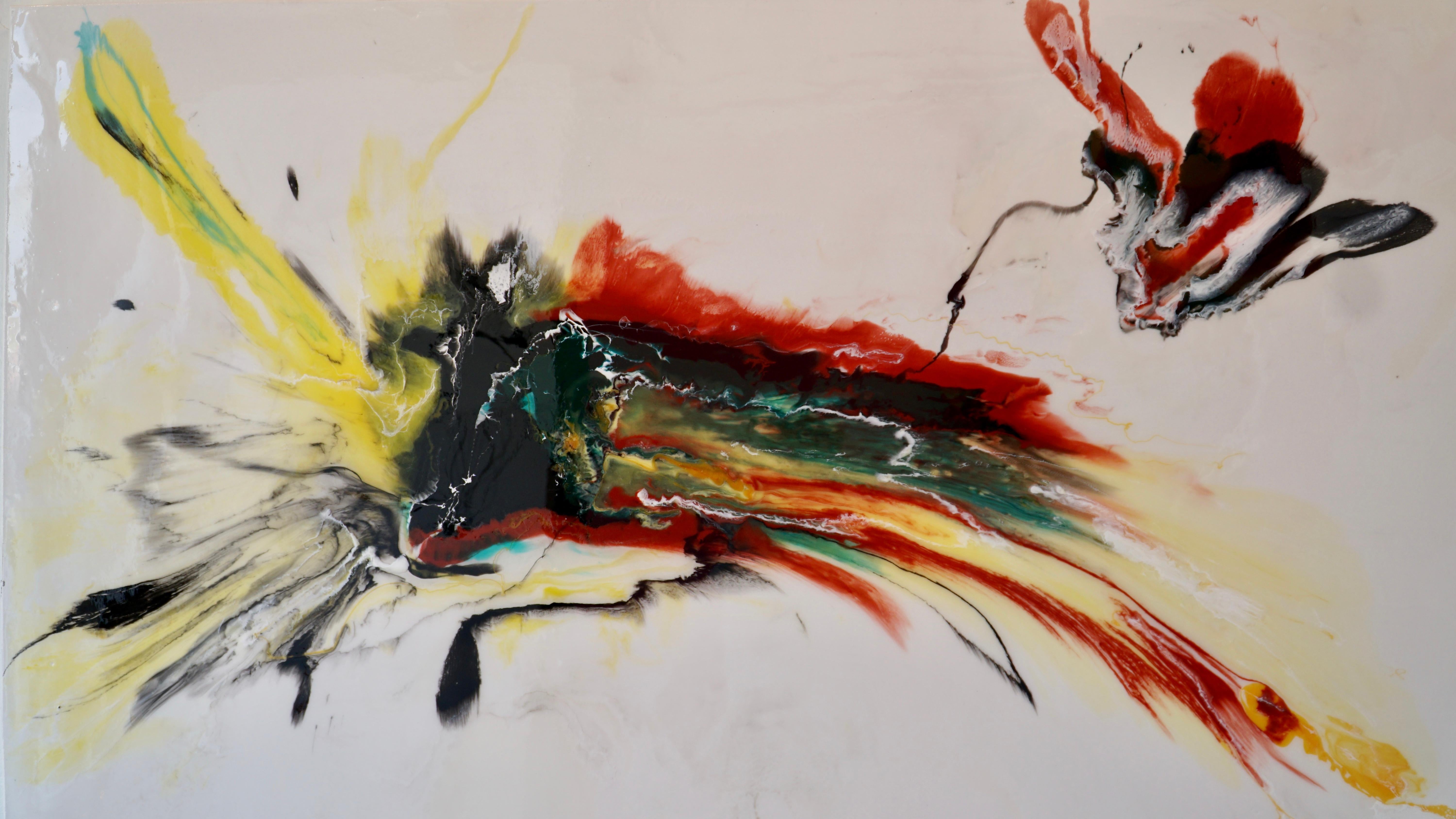 Unbenutzt #2 - Abstraktionskunst, in Orange, Gelb, Rot und Türkis gefertigt – Art von Lena Cher