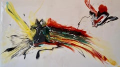 Color de lo no amado #2 - arte de abstracción, realizado en naranja, amarillo, rojo y turquesa