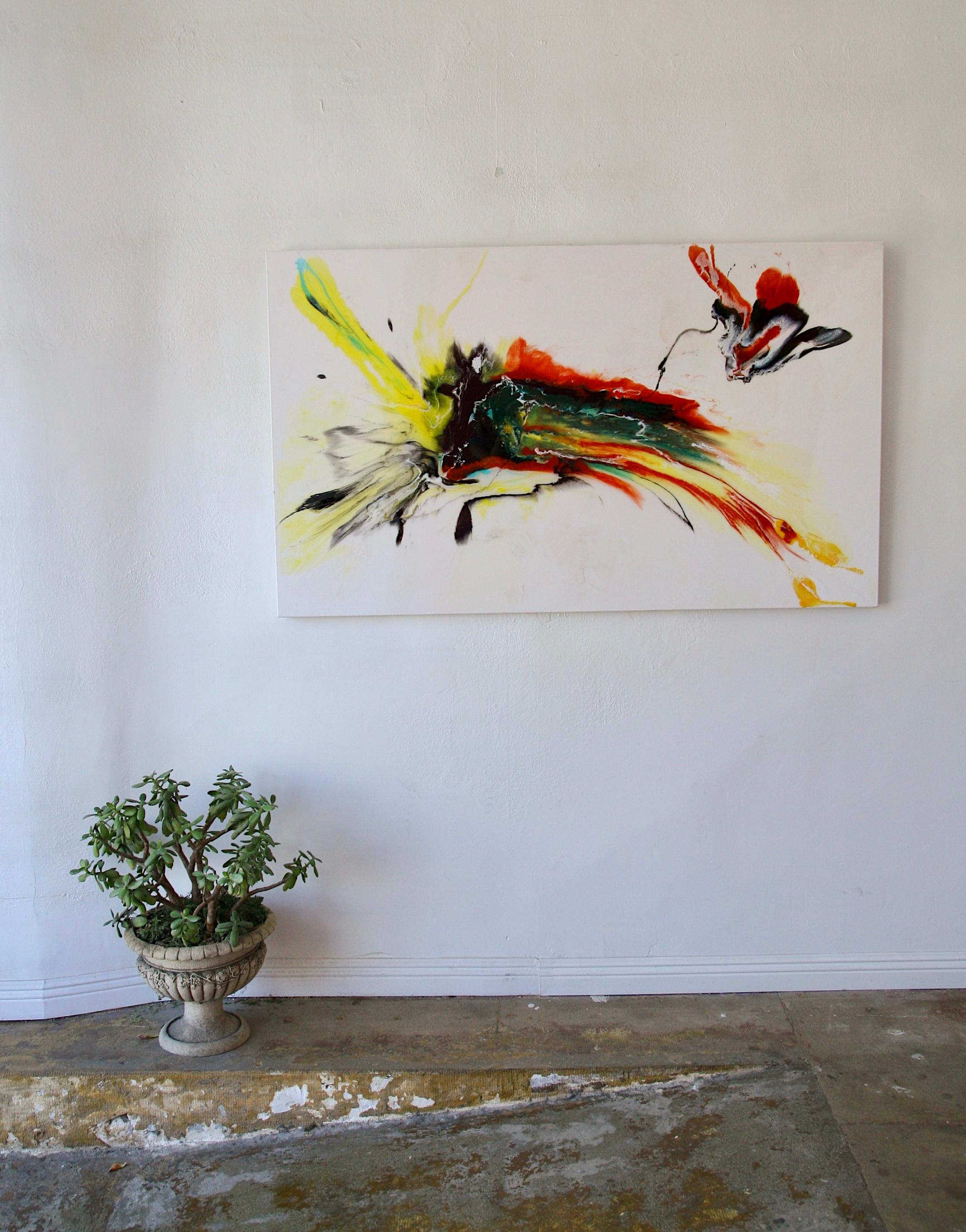 Unbenutzt #2 - Abstraktionskunst, in Orange, Gelb, Rot und Türkis gefertigt (Abstrakter Expressionismus), Art, von Lena Cher