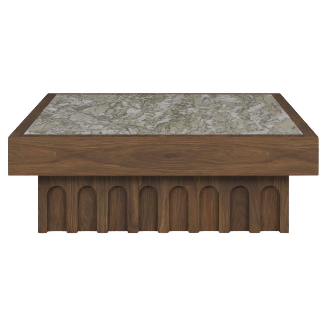 Léna Coffee Table by Nolita Harbour: Persian Green Marble, Walnut textured Base