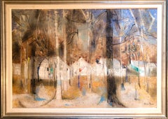 American Woman Artist Modernist Large Oil Painting Cubist Influenced Landscape
