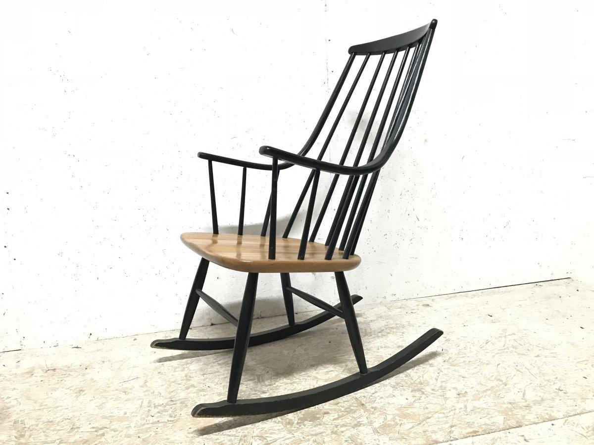 Mid-Century Modern Lena Larsson, Made by Nesto, a Mid Century Ebonised Rocker with Sculptural Arms For Sale