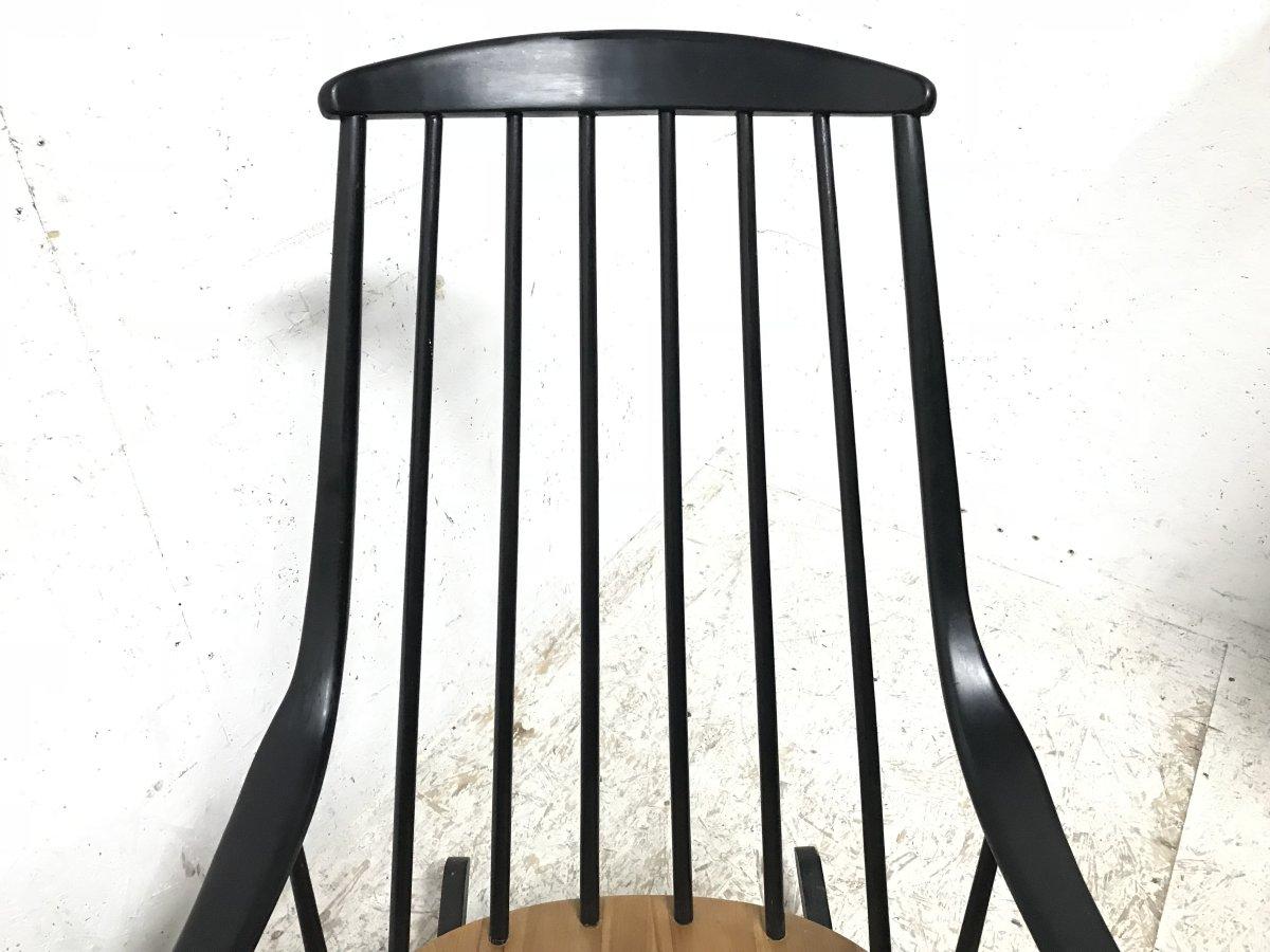Mid-20th Century Lena Larsson, Made by Nesto, a Mid Century Ebonised Rocker with Sculptural Arms For Sale
