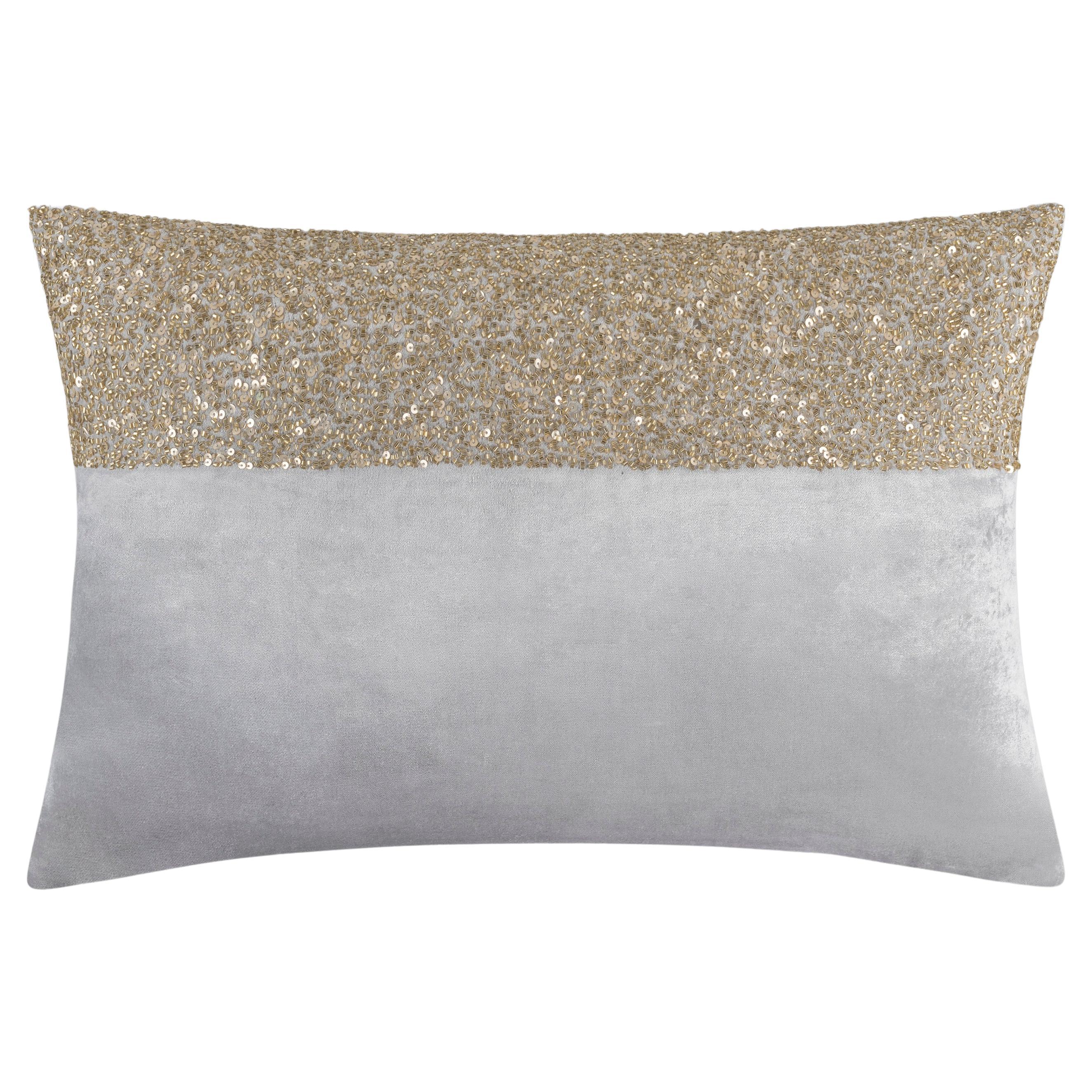 Lena Grey Gold Lumbar Pillow For Sale