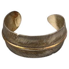 LENA PLATERO Sterling Silver Navajo Feather Cuff Bracelet