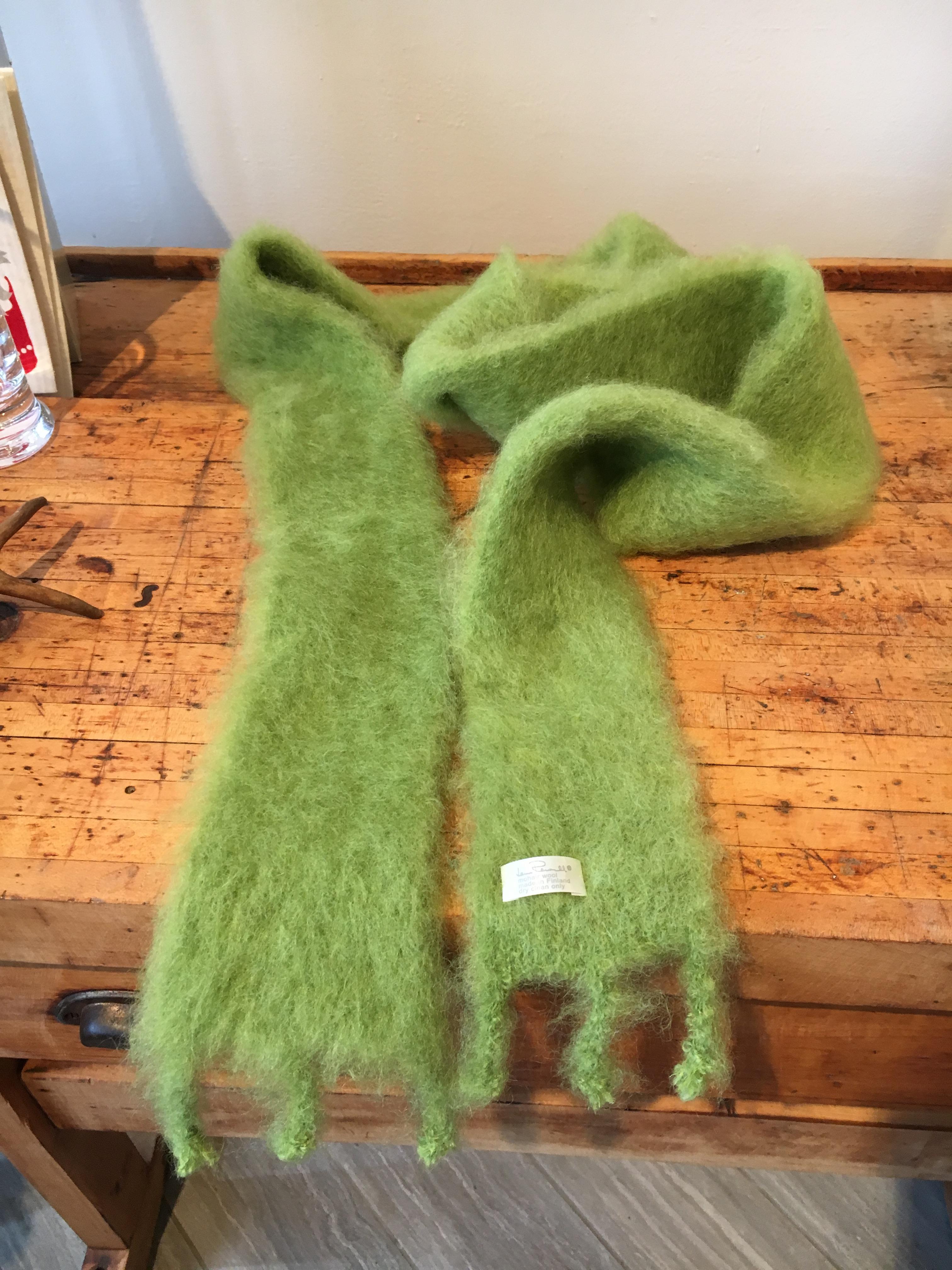 Finnish Lena Rewell Mohair Scarf in Chartreuse For Sale