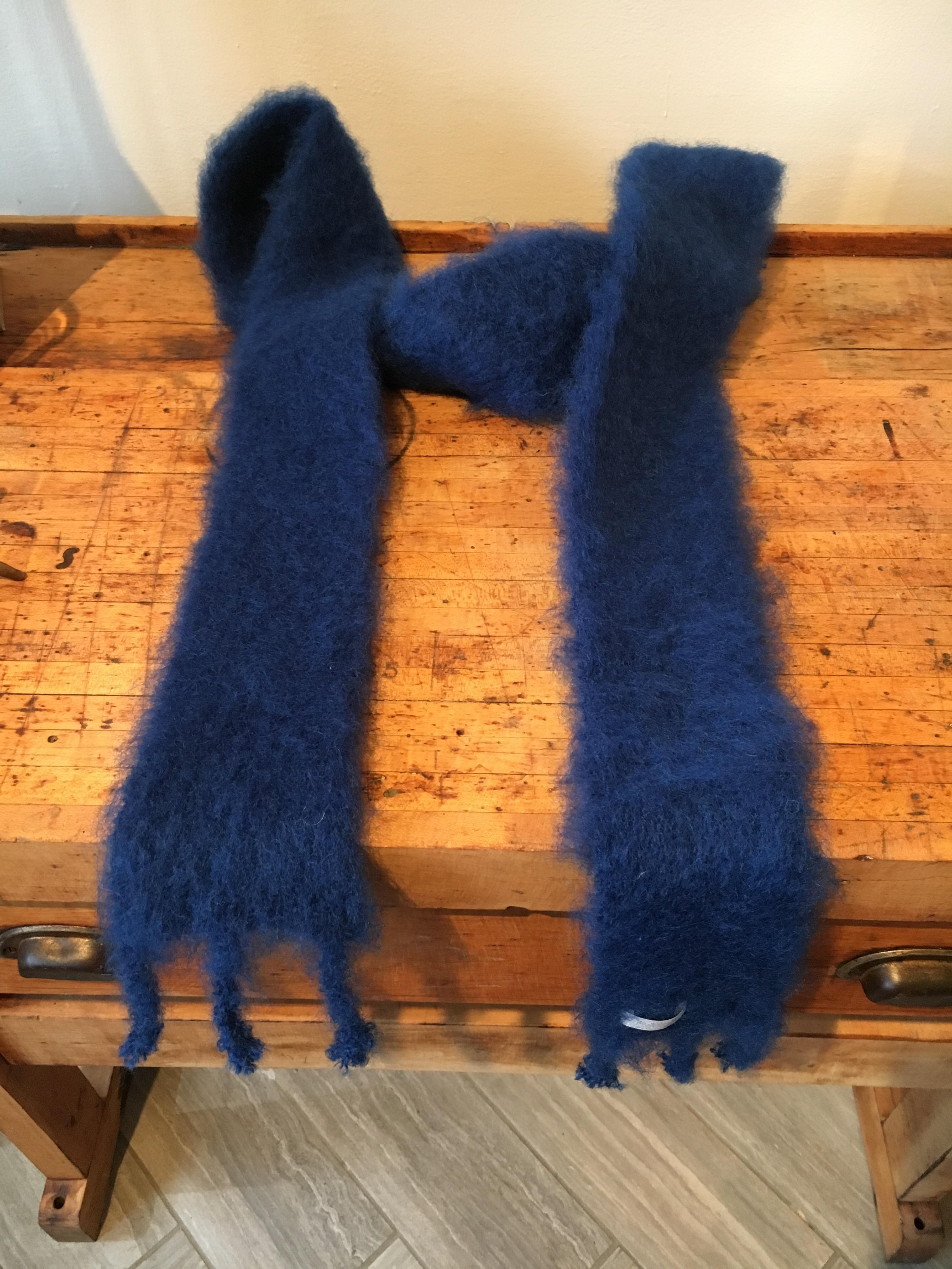 Finnish Lena Rewell Mohair Scarf in Petrol Blue For Sale