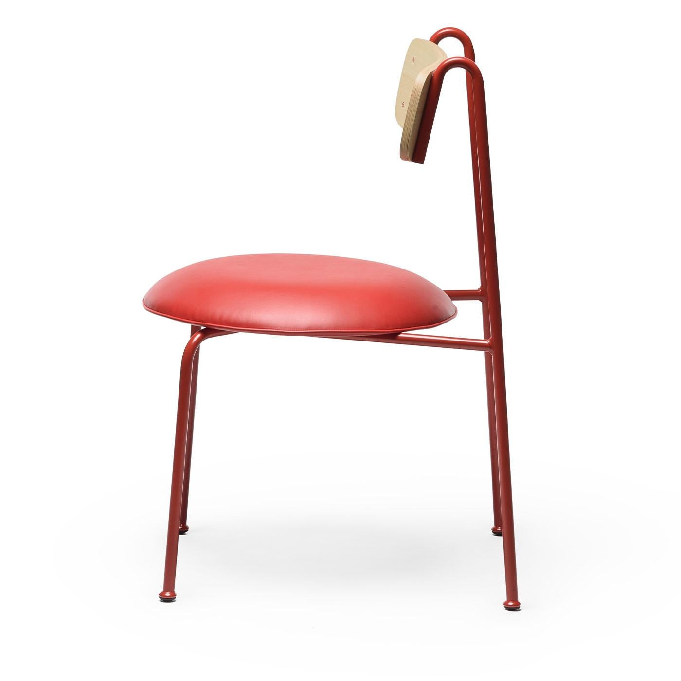 Contemporary Lena S Red And Natural Ash Chair By Designerd For Sale