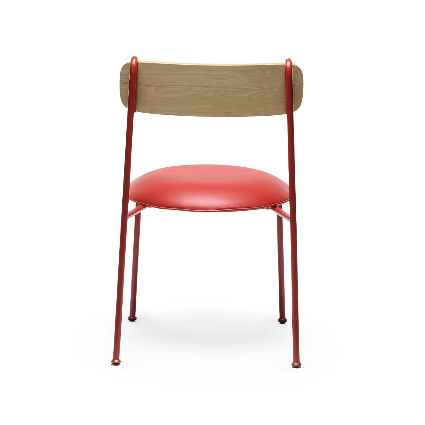 Metal Lena S Red And Natural Ash Chair By Designerd For Sale
