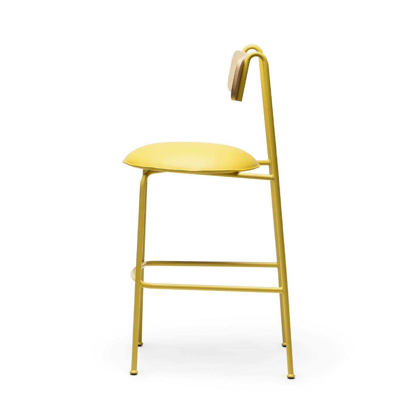 Contemporary Lena Sg-75 Yellow And Natural Ash Bar Stool By Designerd For Sale