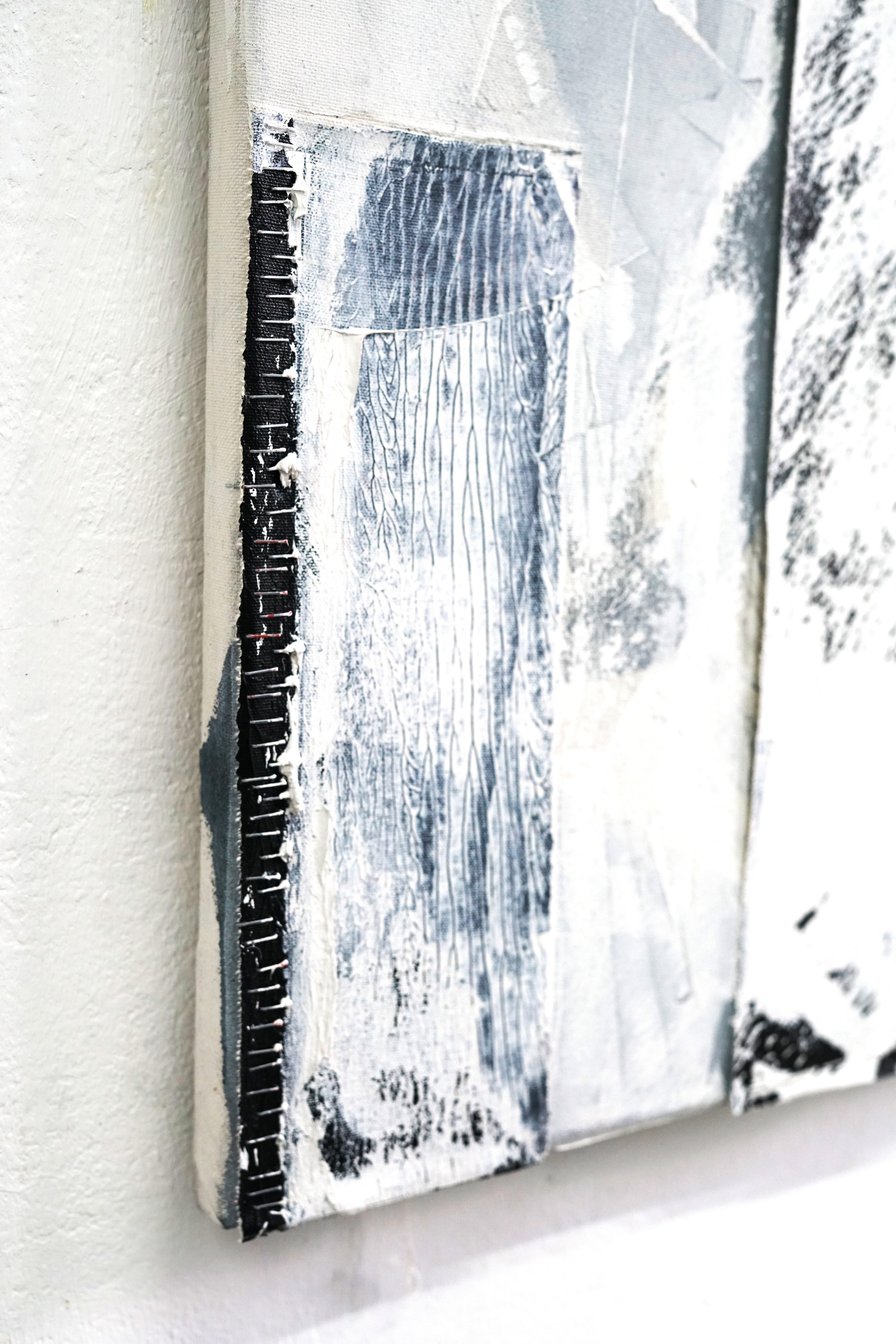 ABSTRACT Peinture contemporaine Noir et textile brut Artistics Lena Zak 2023 en vente 2