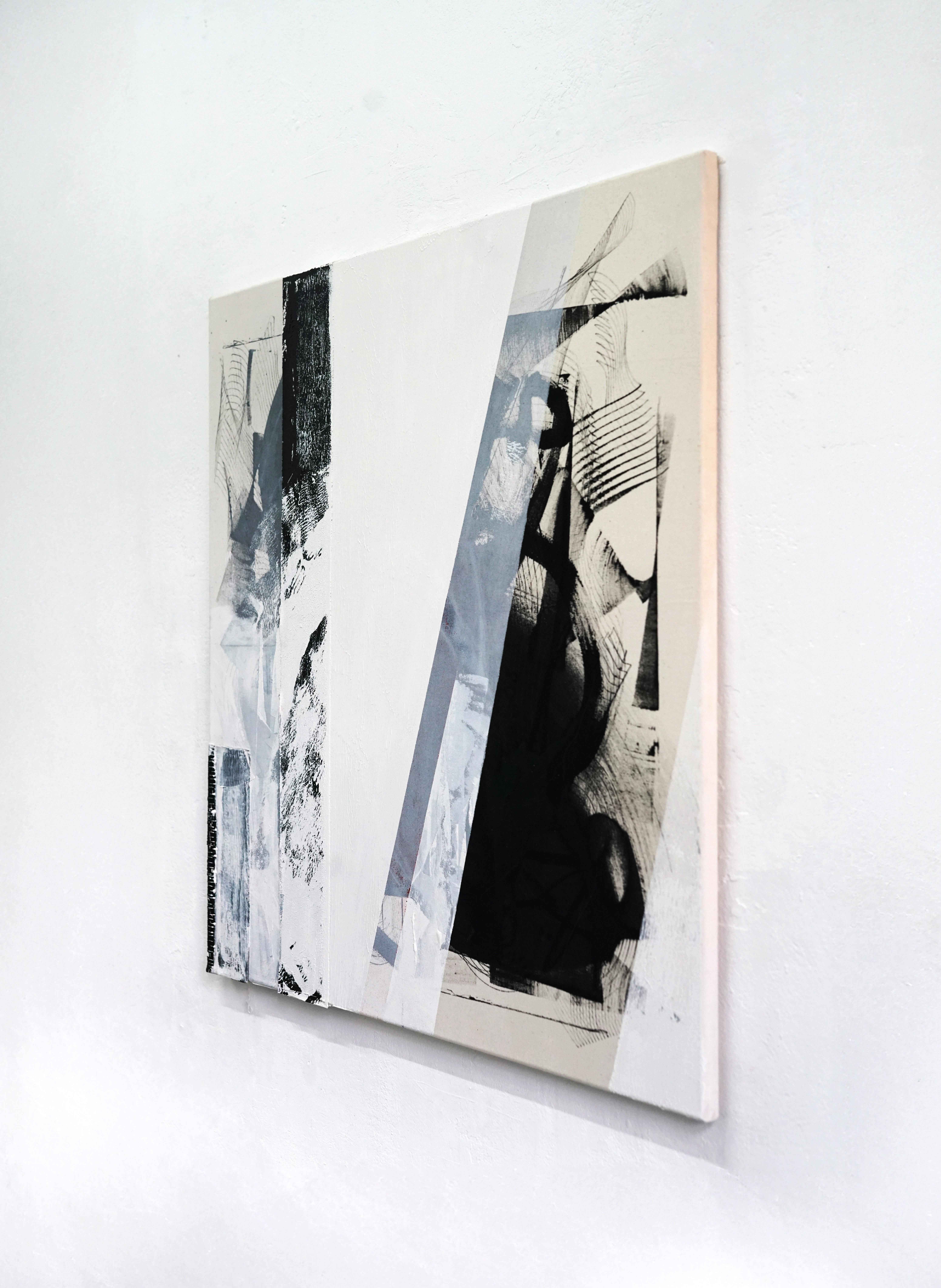 ABSTRACT Peinture contemporaine Noir et textile brut Artistics Lena Zak 2023 en vente 4