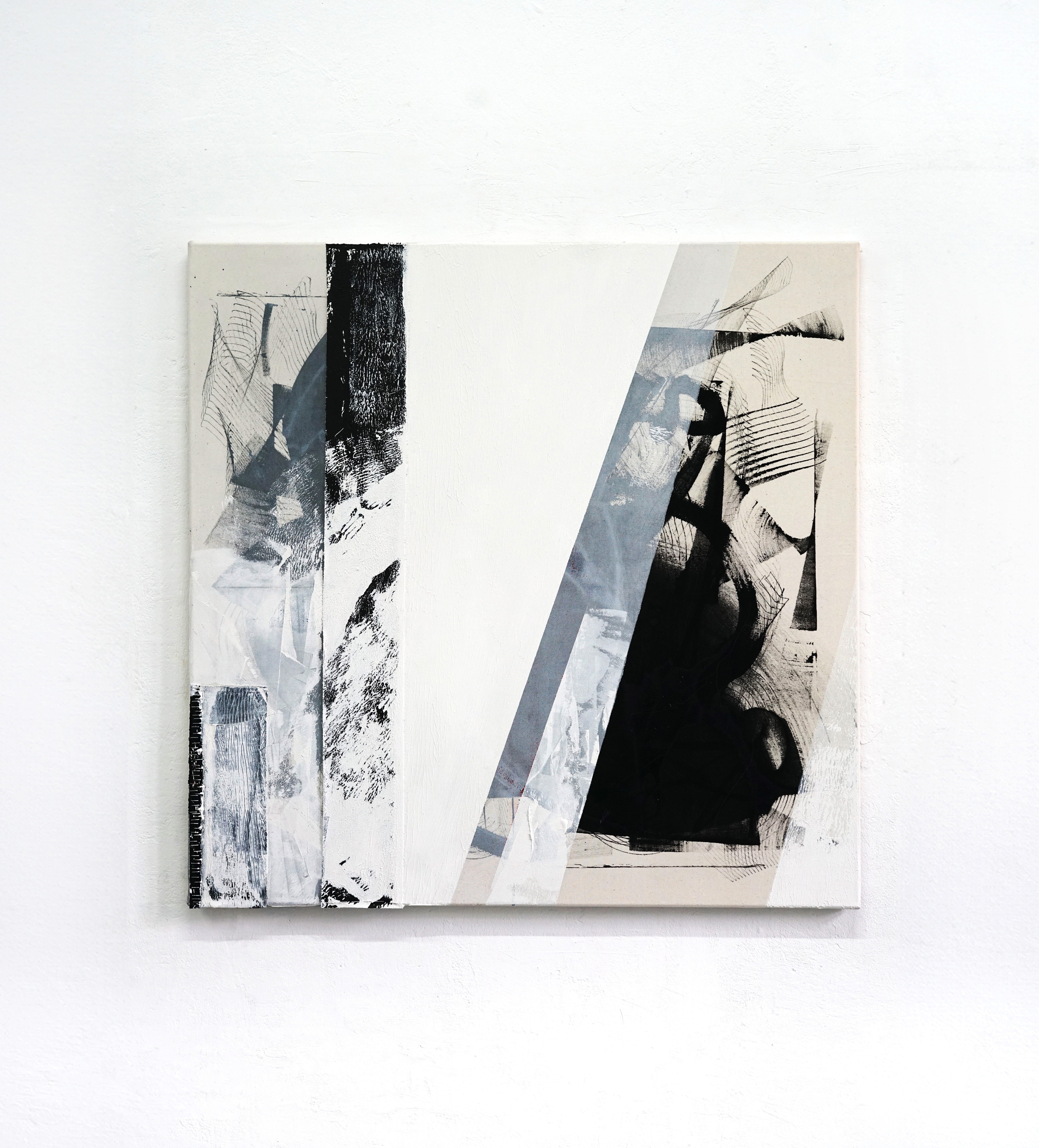 ABSTRACT Peinture contemporaine Noir et textile brut Artistics Lena Zak 2023 en vente 5
