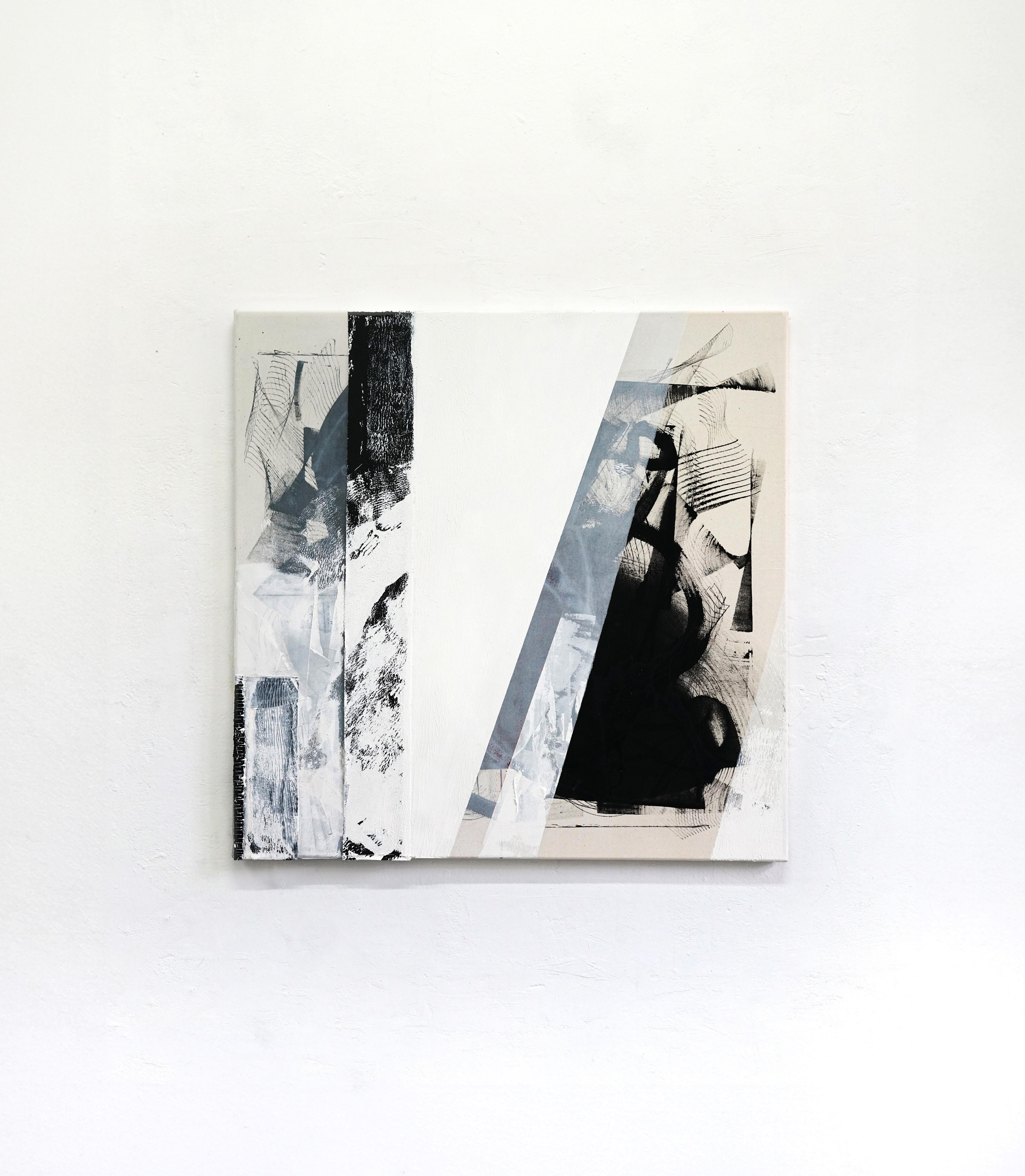 ABSTRACT Peinture contemporaine Noir et textile brut Artistics Lena Zak 2023 en vente 6
