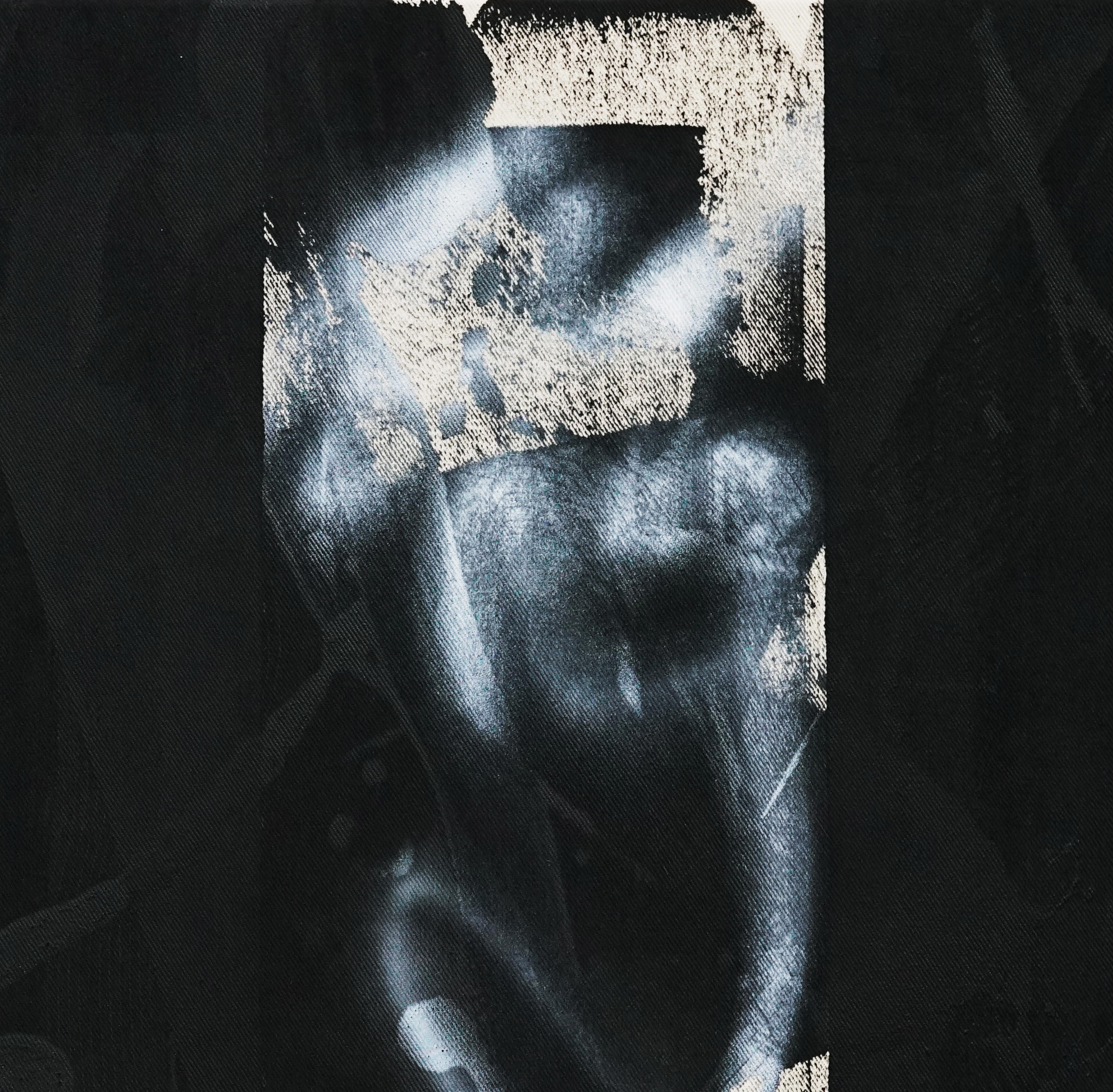 ABSTRACT Peinture contemporaine noire sur textile brut Artistics Lena Zak 2024 en vente 2
