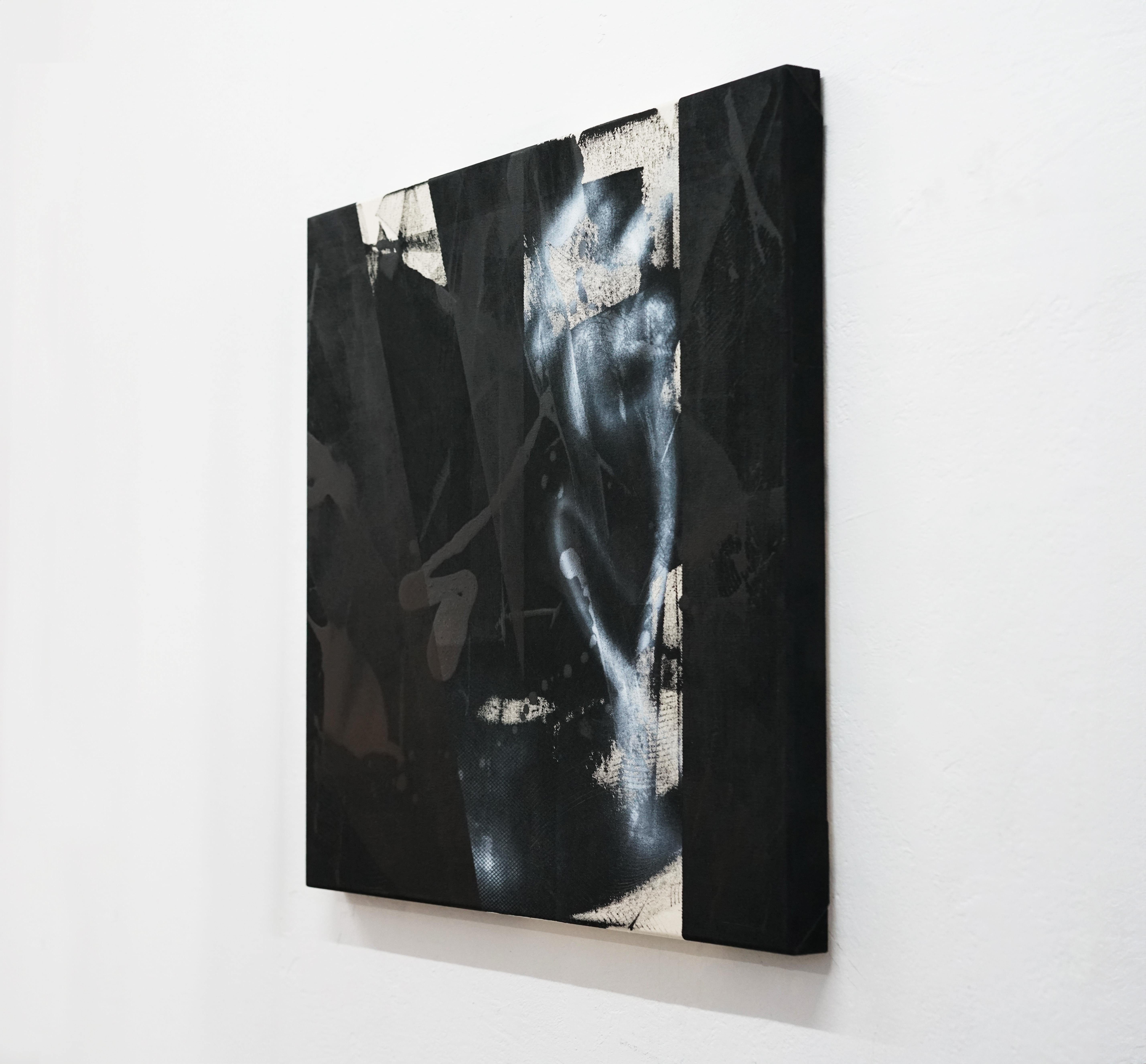 ABSTRACT Peinture contemporaine noire sur textile brut Artistics Lena Zak 2024 en vente 4