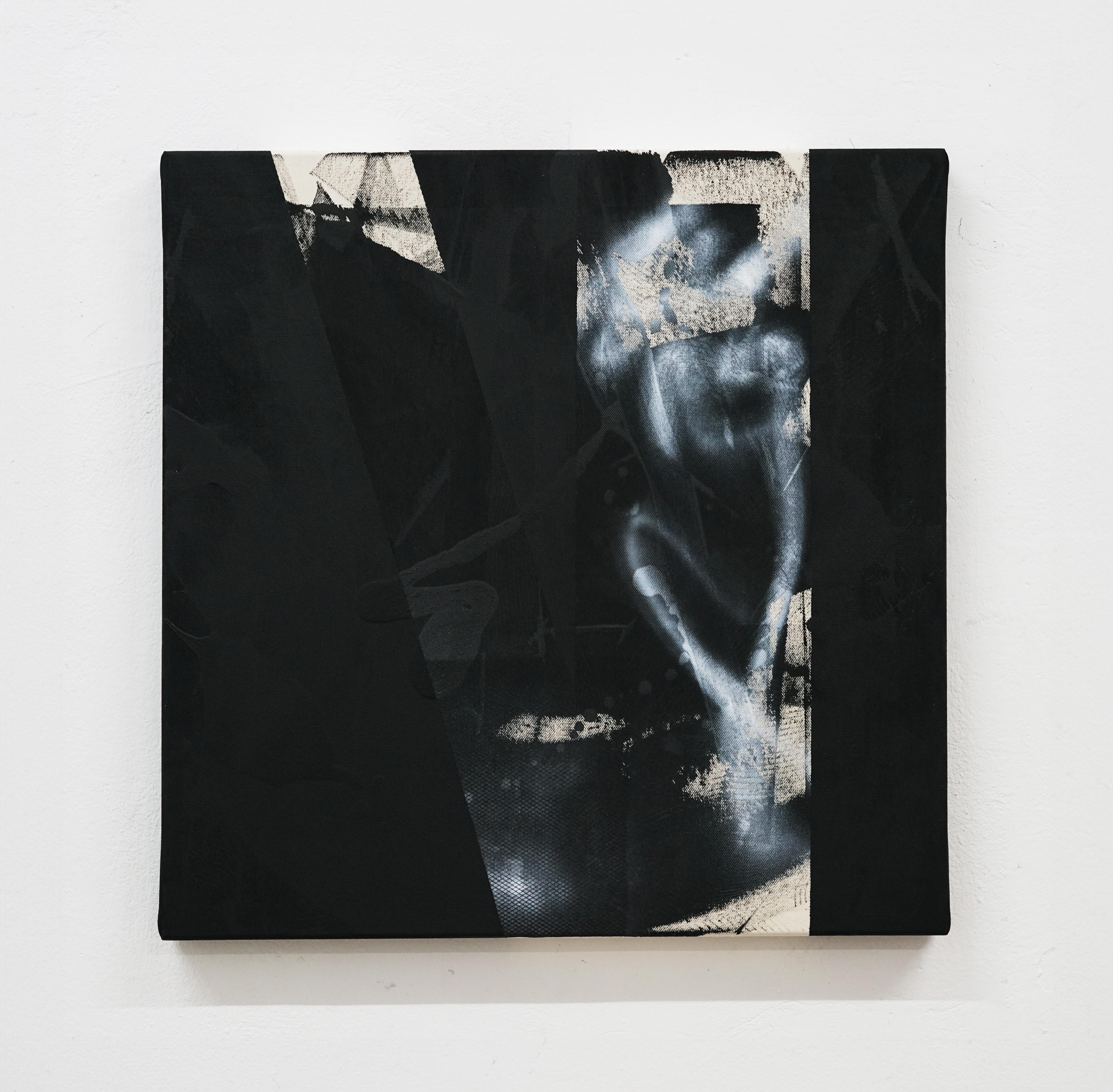 ABSTRACT Peinture contemporaine noire sur textile brut Artistics Lena Zak 2024 en vente 5