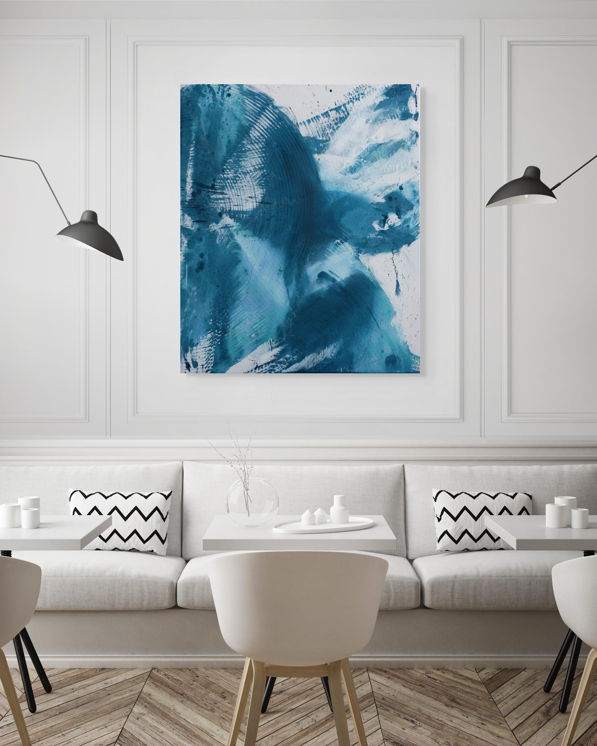 Into the Blue (peinture abstraite) - Painting de Lena Zak 