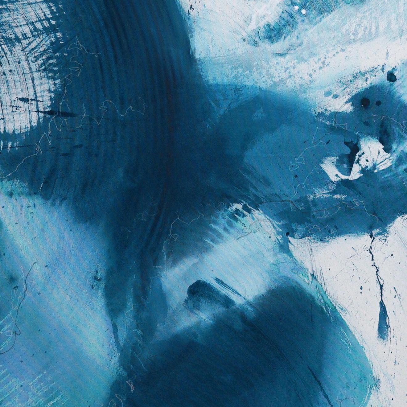 Into the Blue (peinture abstraite) - Abstrait Painting par Lena Zak 