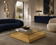 Lenar Yellow Spanish Marble & Bent Glass Coffee Table Meddel Bespoke Furniture